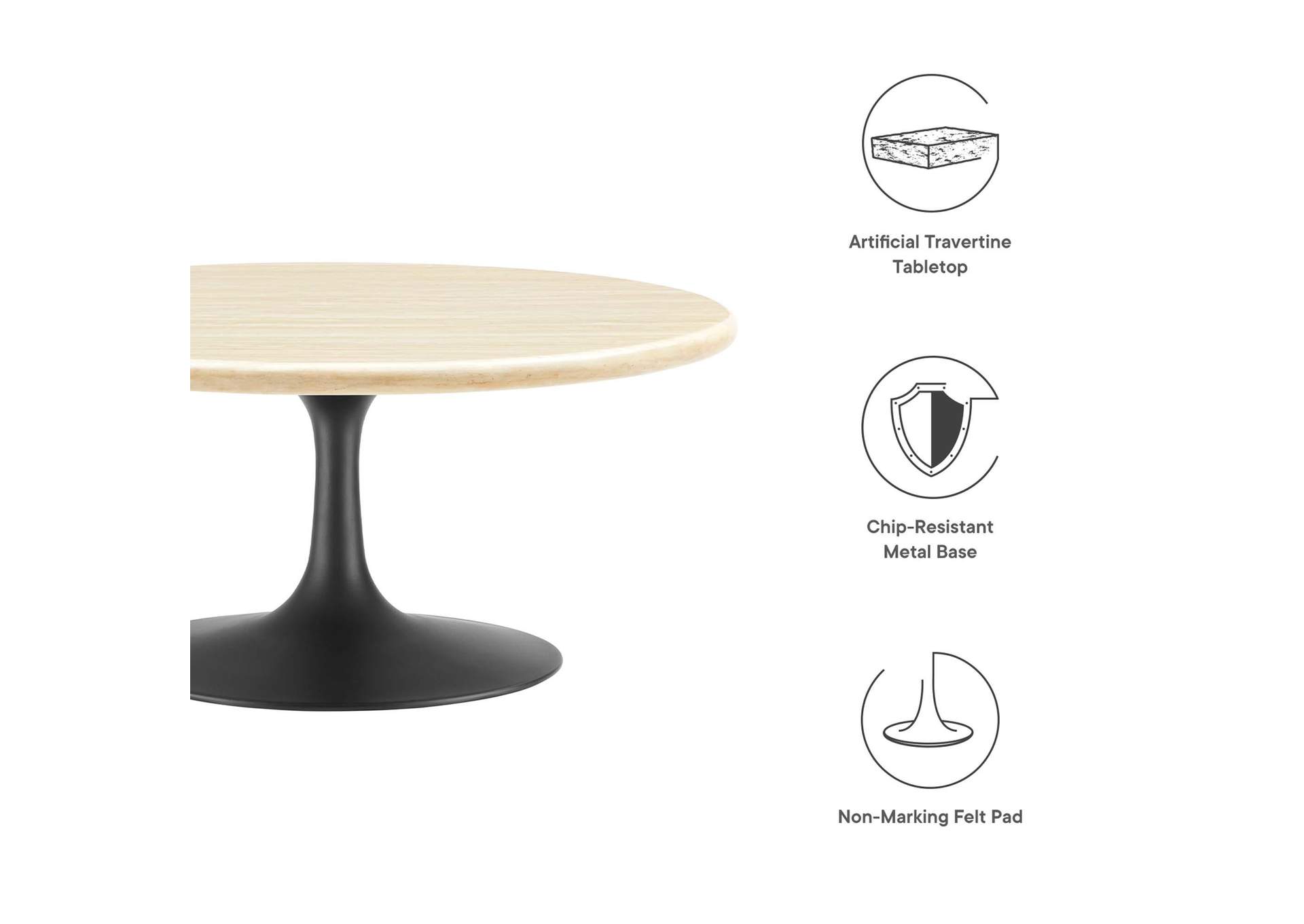 Lippa 36” Round Artificial Travertine Coffee Table image 5