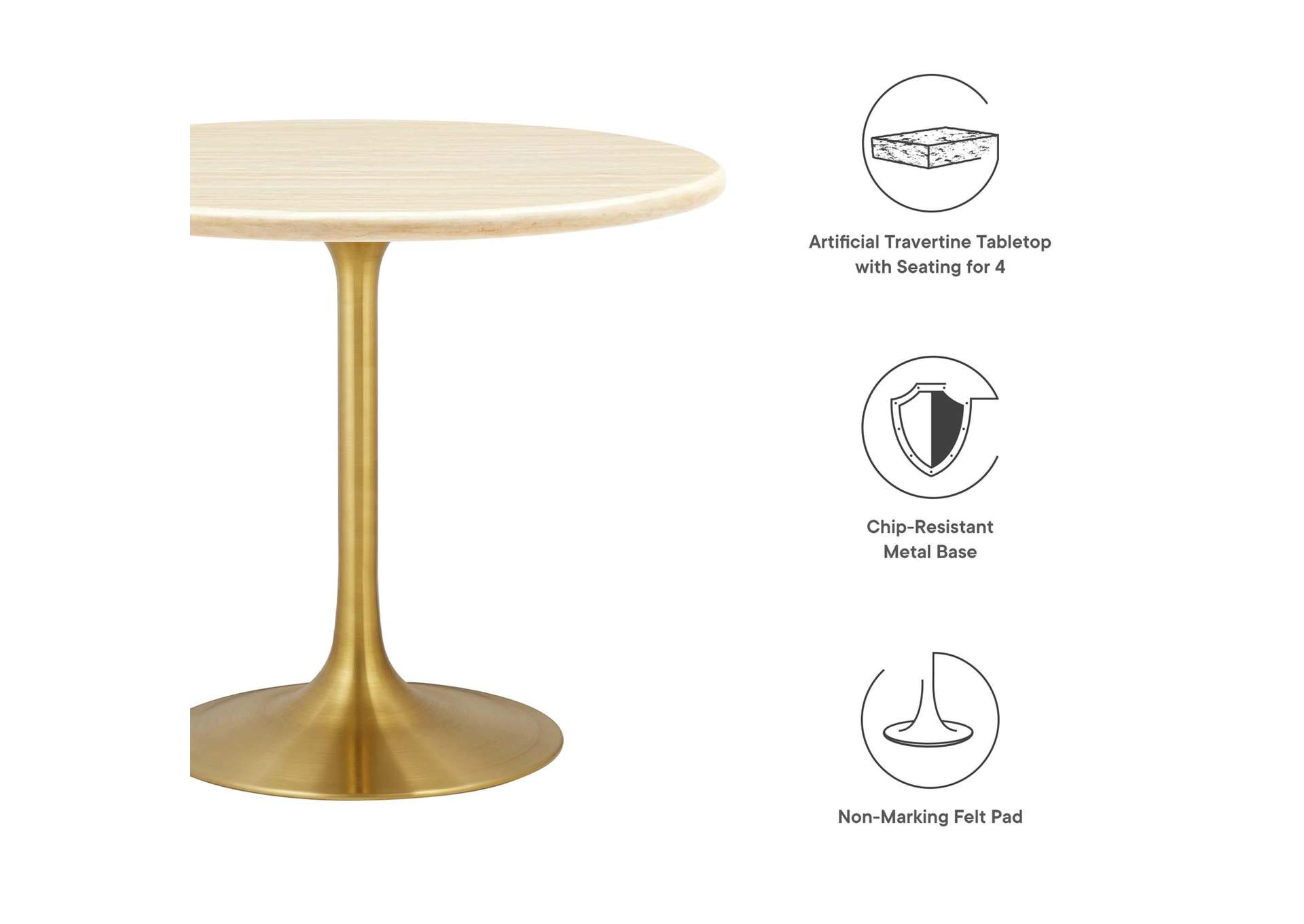 Lippa 36” Round Artificial Travertine Dining Table image 5