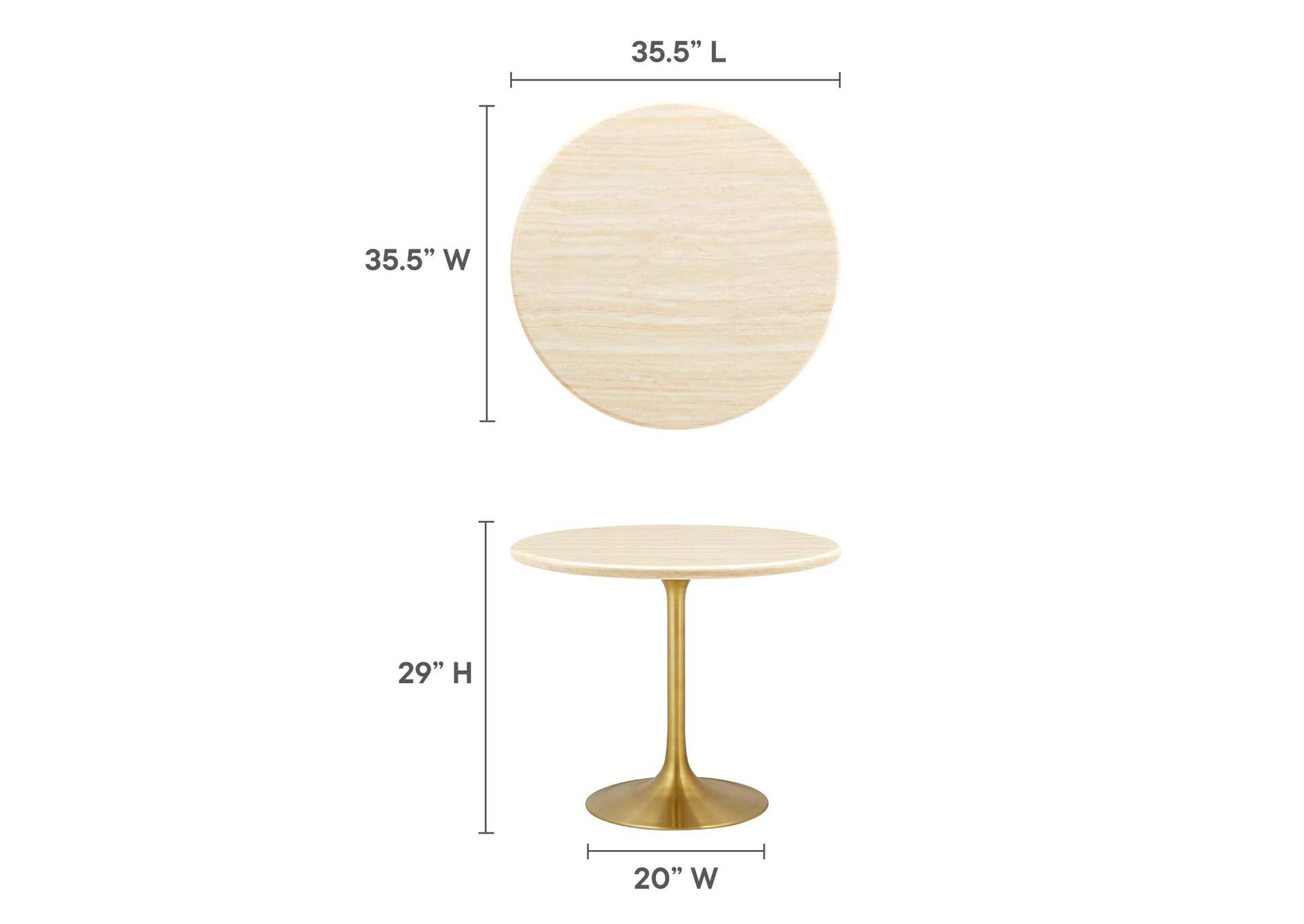Lippa 36” Round Artificial Travertine Dining Table image 6