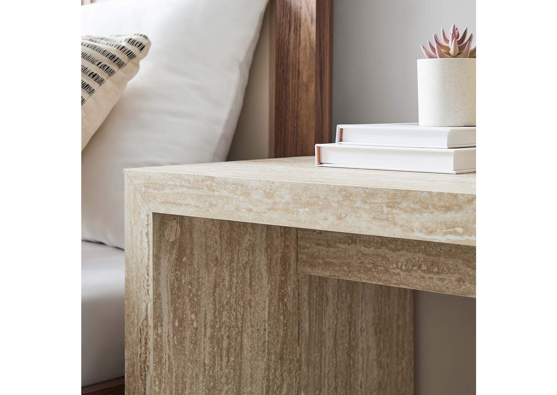 Mirella Faux Travertine Side Table image 10