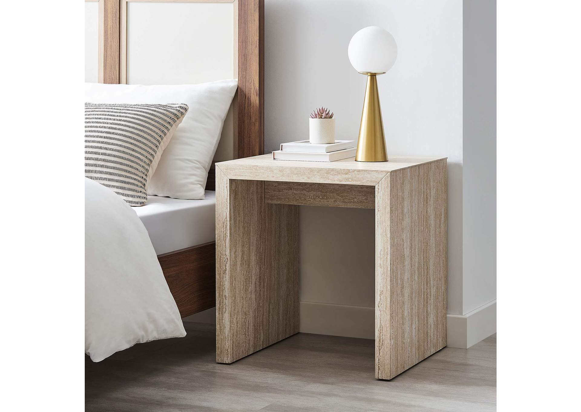 Mirella Faux Travertine Side Table image 12