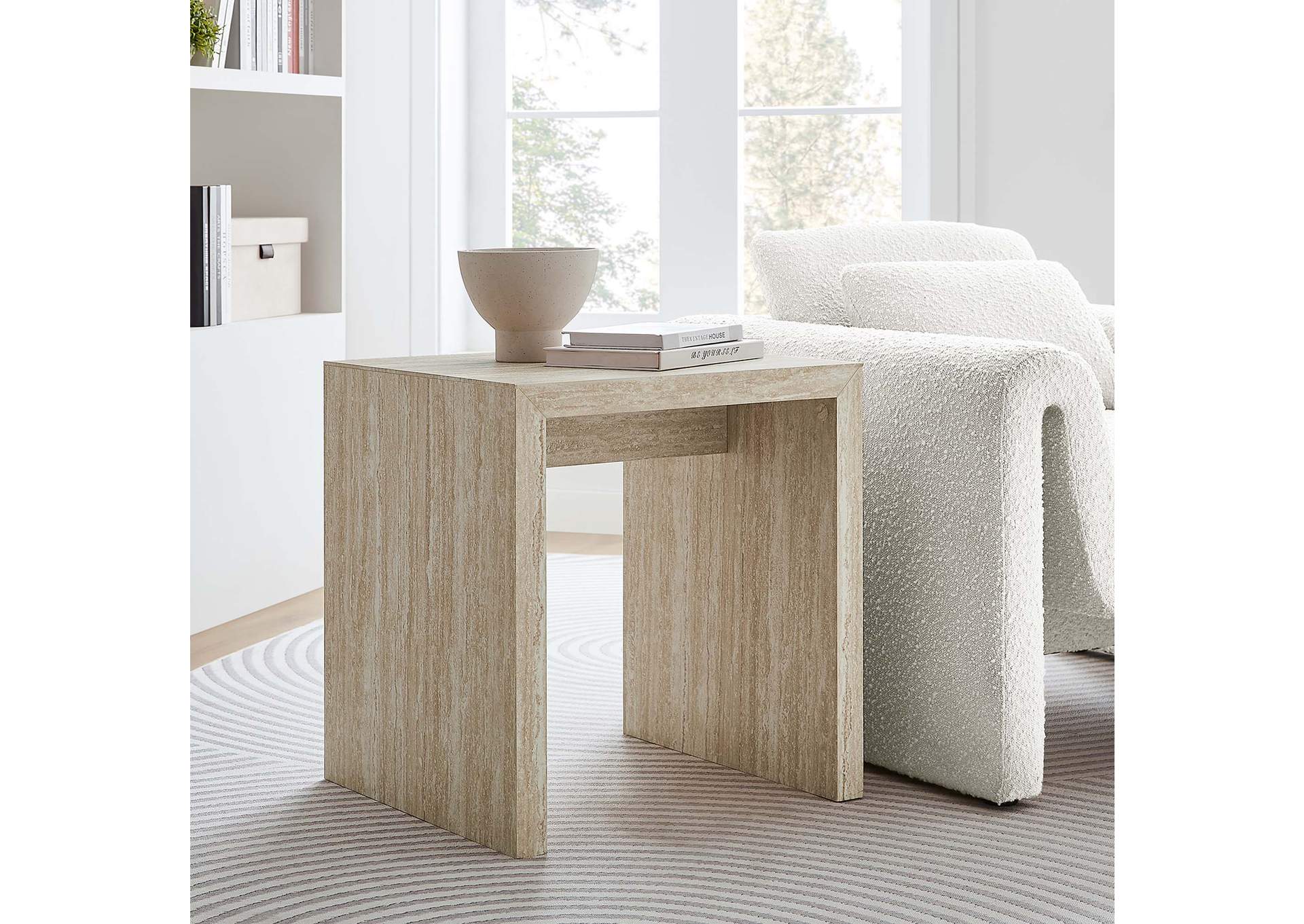Mirella Faux Travertine Side Table By Modway image 11