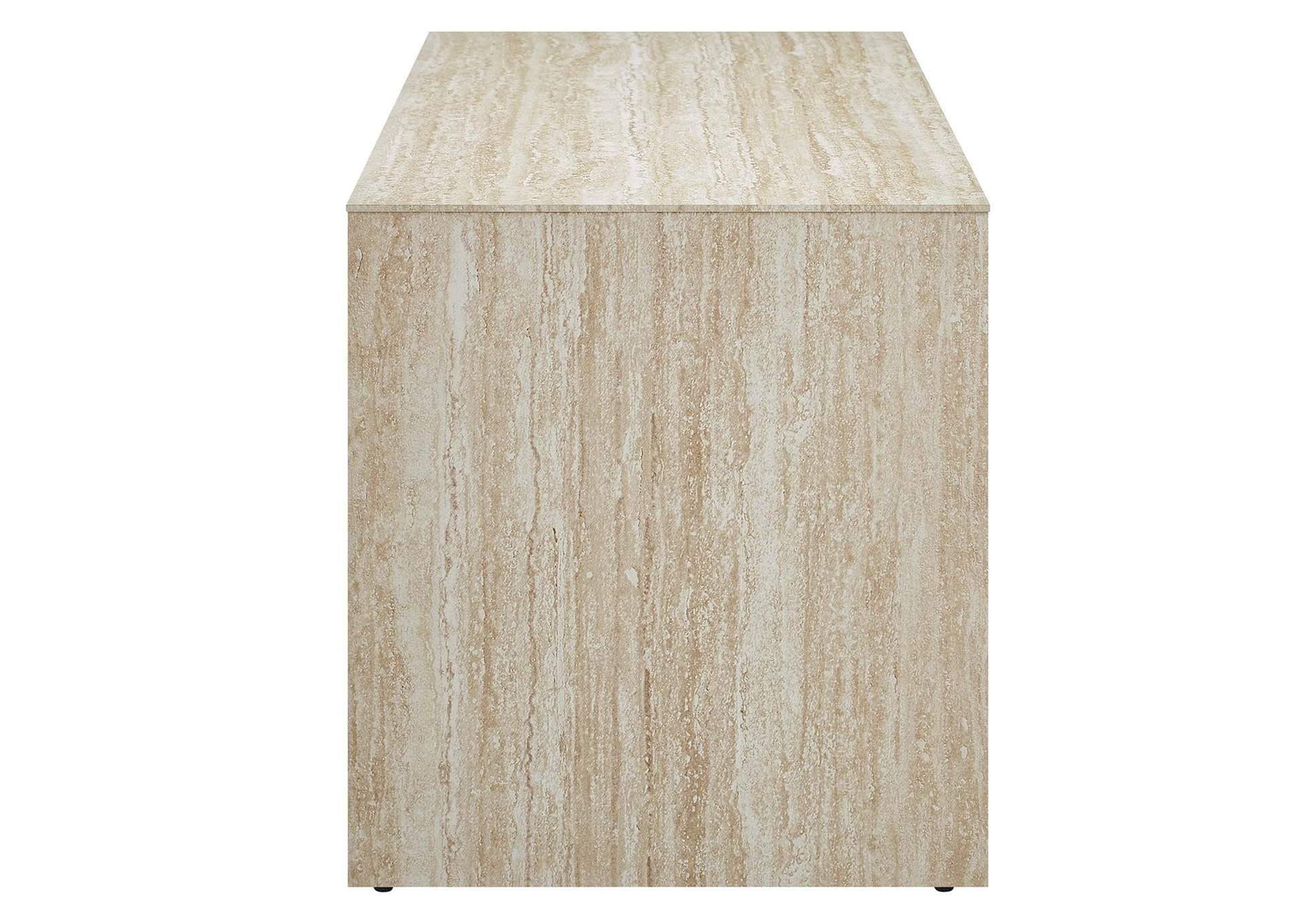 Mirella 53.5” Faux Travertine Bench image 3