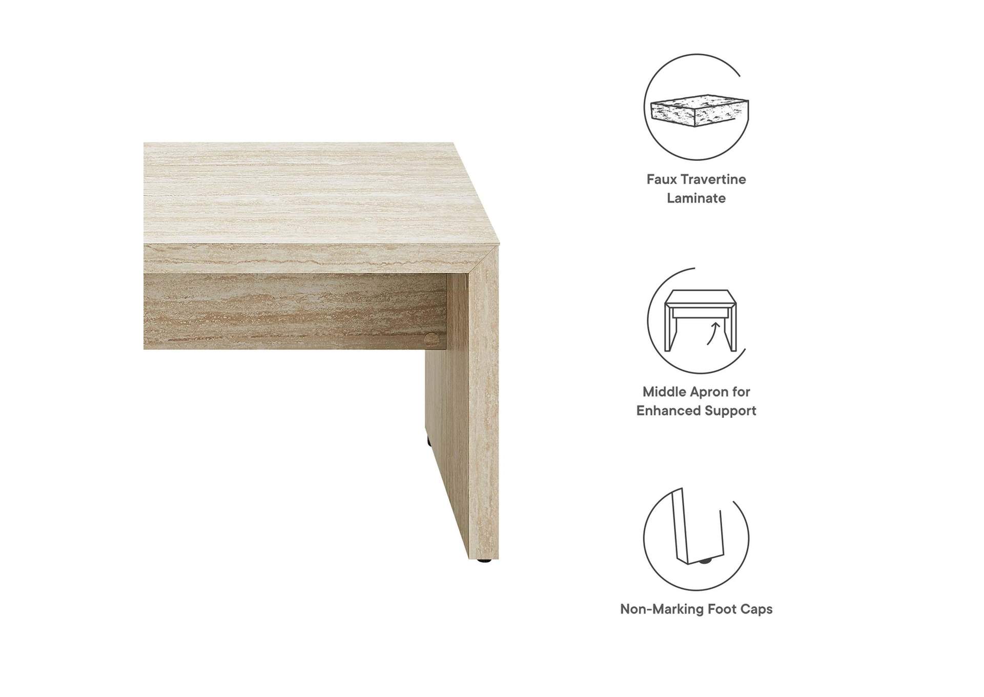 Mirella 53.5” Faux Travertine Bench image 6