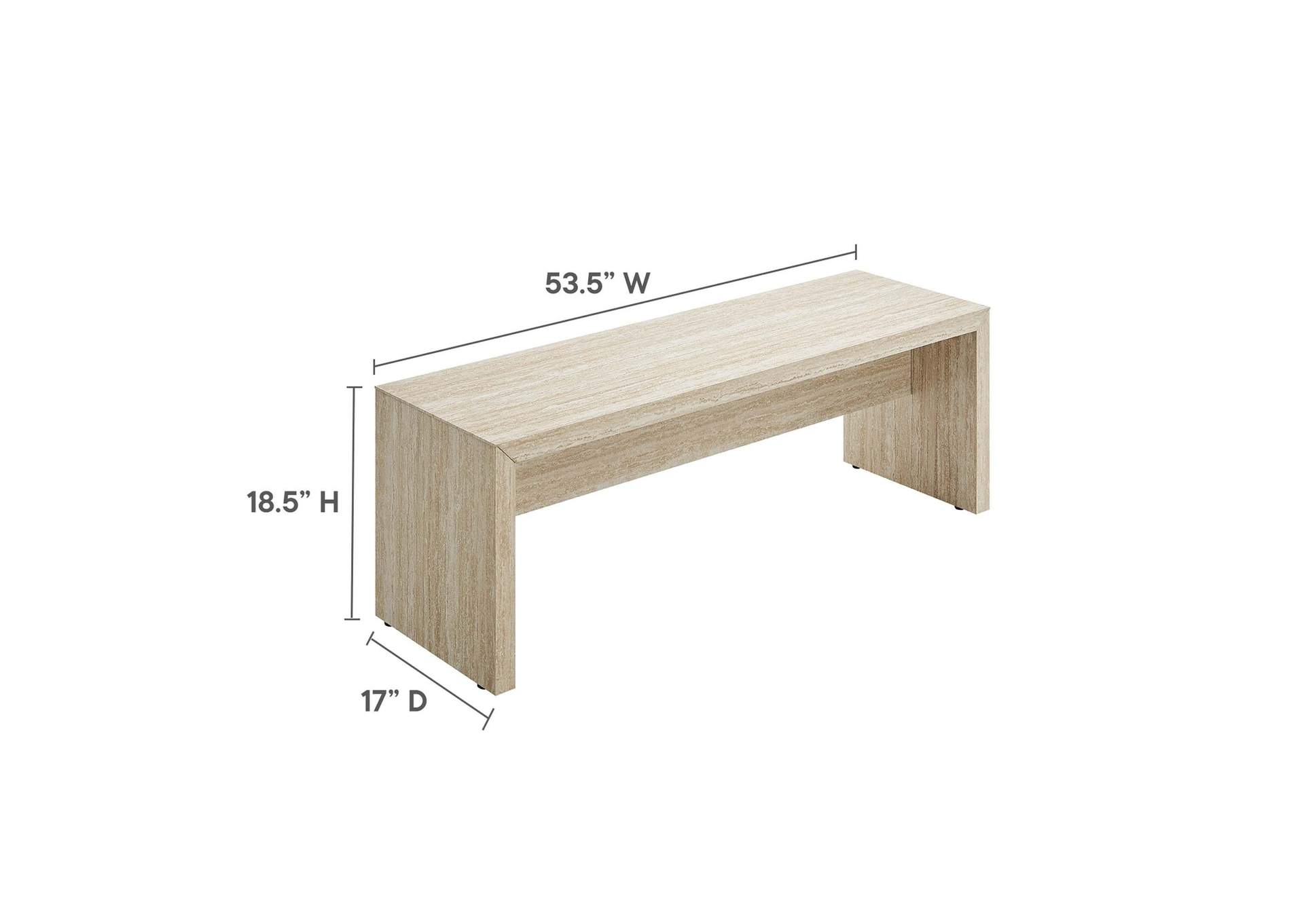 Mirella 53.5” Faux Travertine Bench image 7