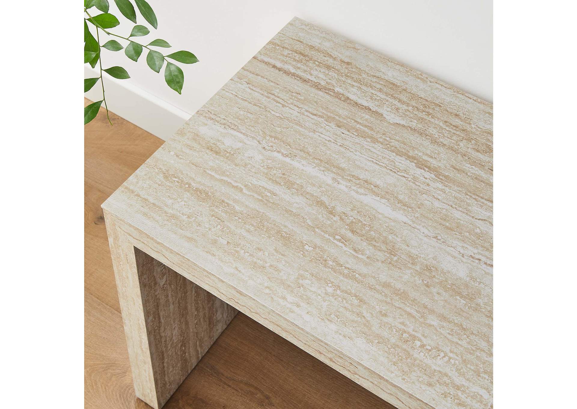 Mirella 53.5” Faux Travertine Bench image 10