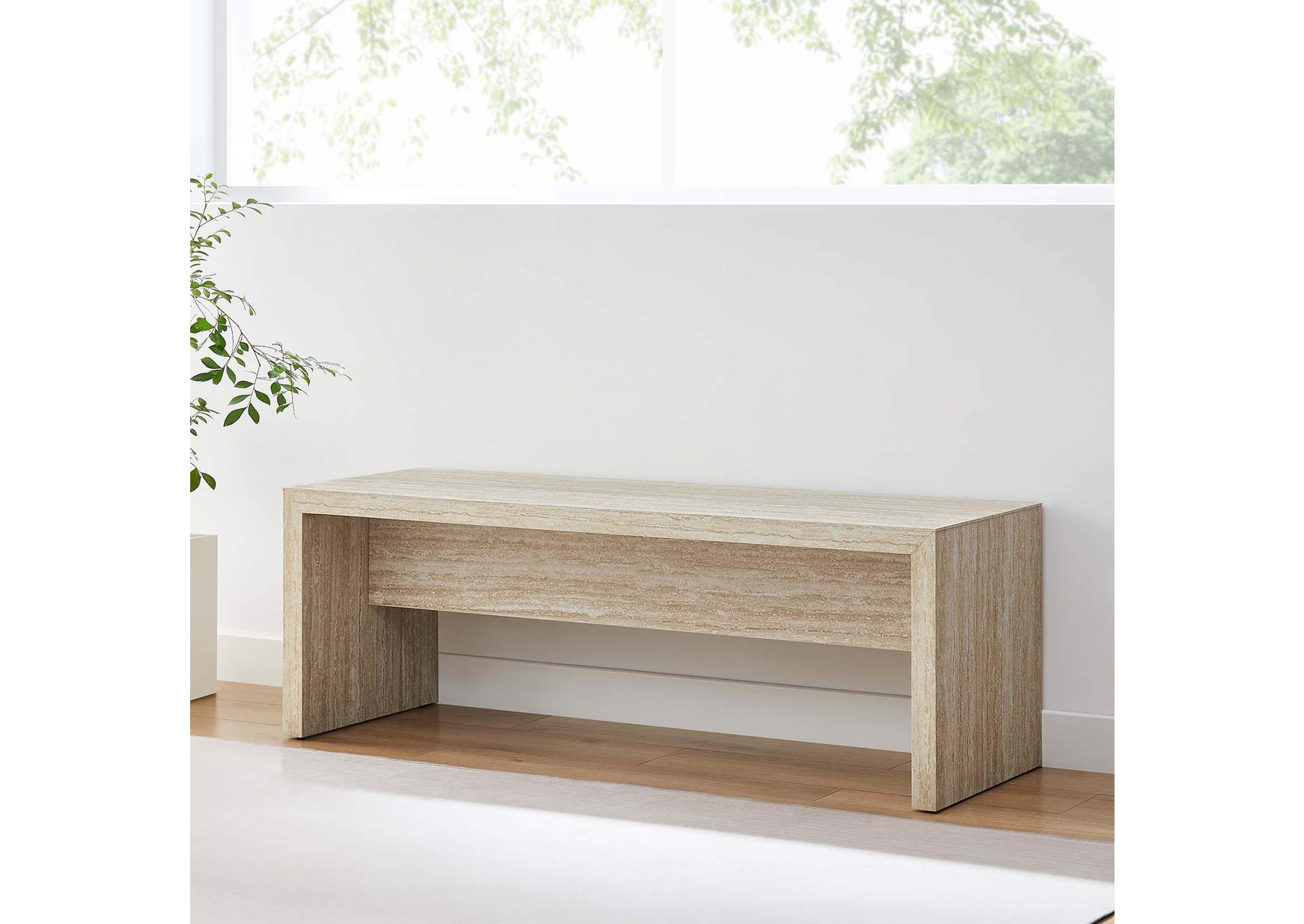 Mirella 53.5” Faux Travertine Bench By Modway image 9