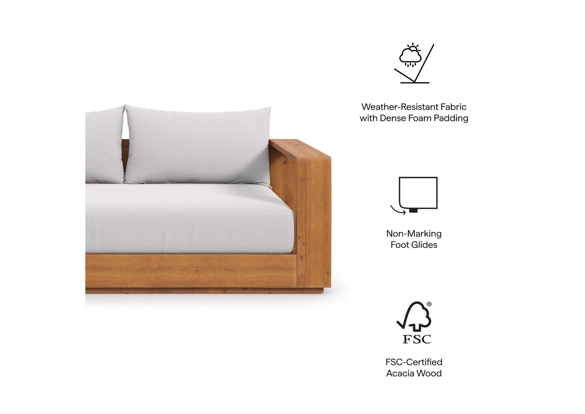 Tahoe Acacia Wood Outdoor Patio Acacia Wood Loveseat By Modway image 4