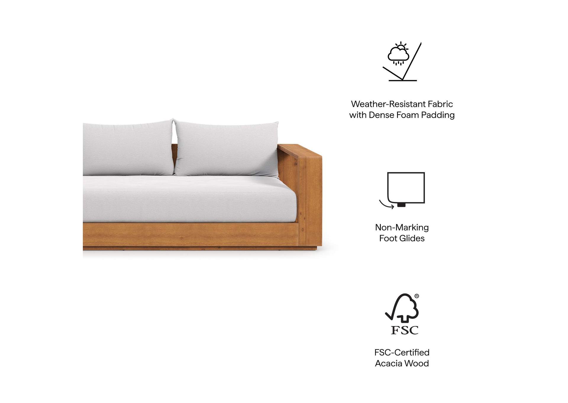 Tahoe Outdoor Patio Acacia Wood Sofa By Modway image 8