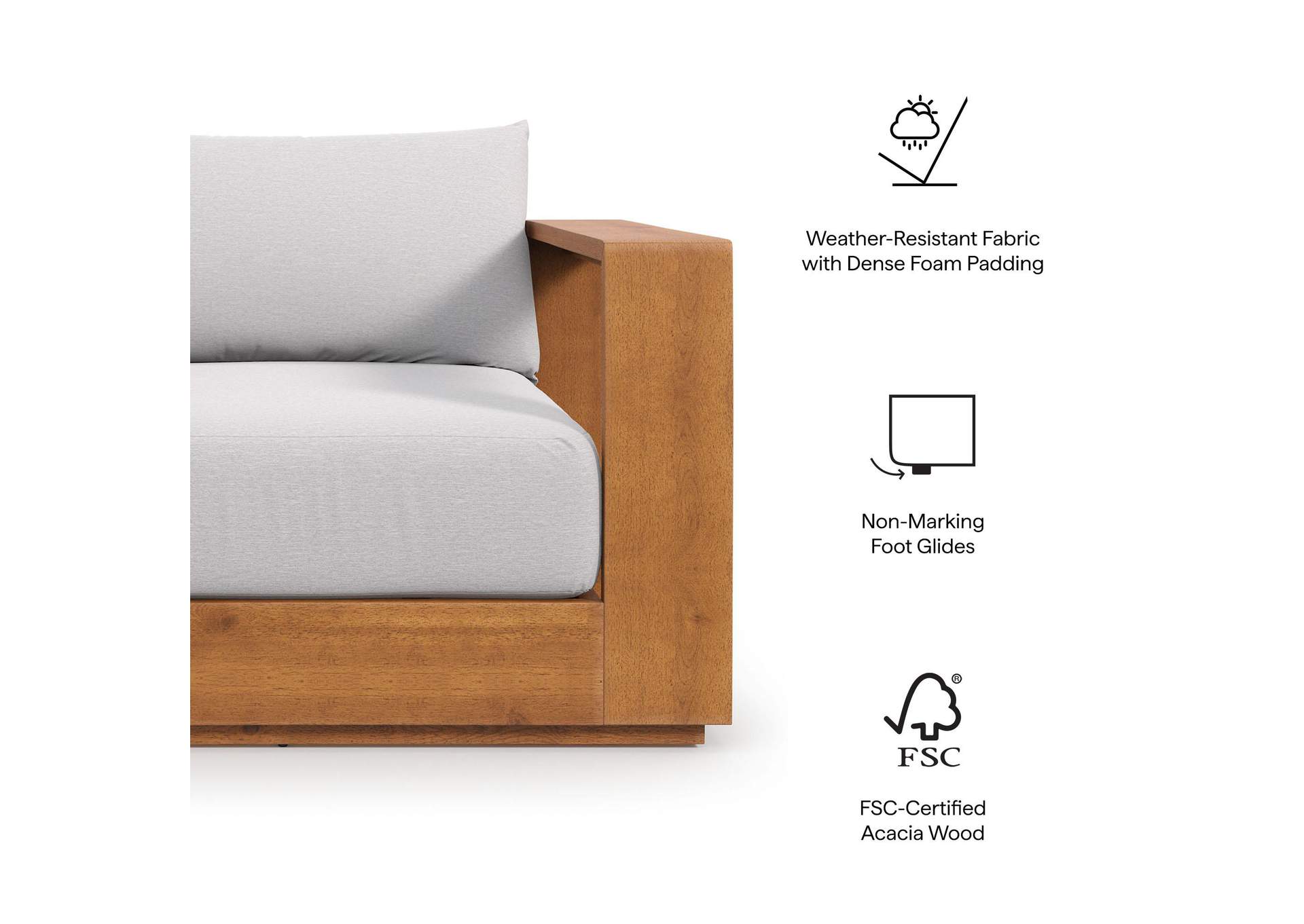 Tahoe 3-Piece Outdoor Patio Acacia Wood Furniture Set By Modway image 3