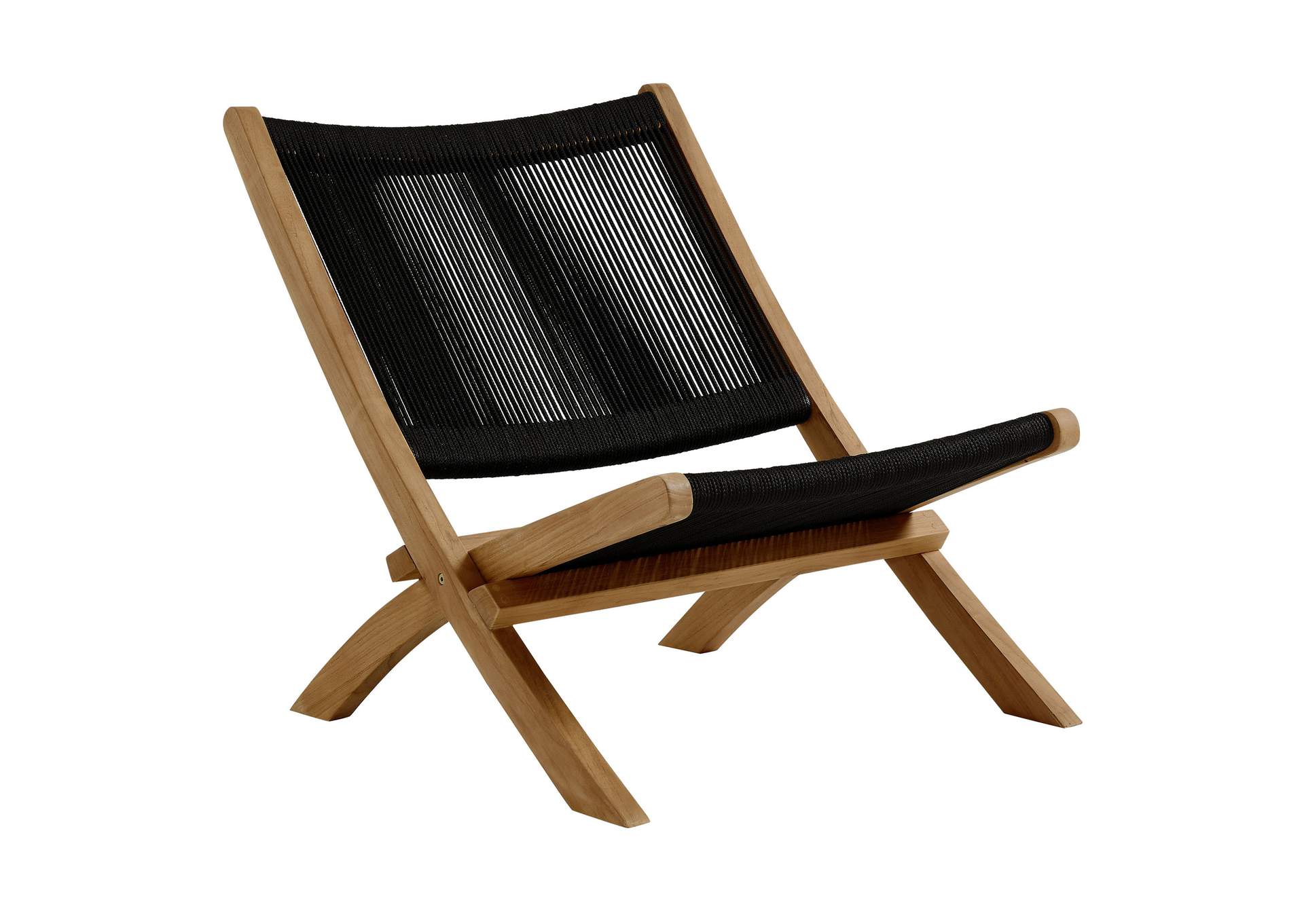 Vienna Outdoor Patio Teak And Rope Folding Accent Lounge Chair By Modway image 1