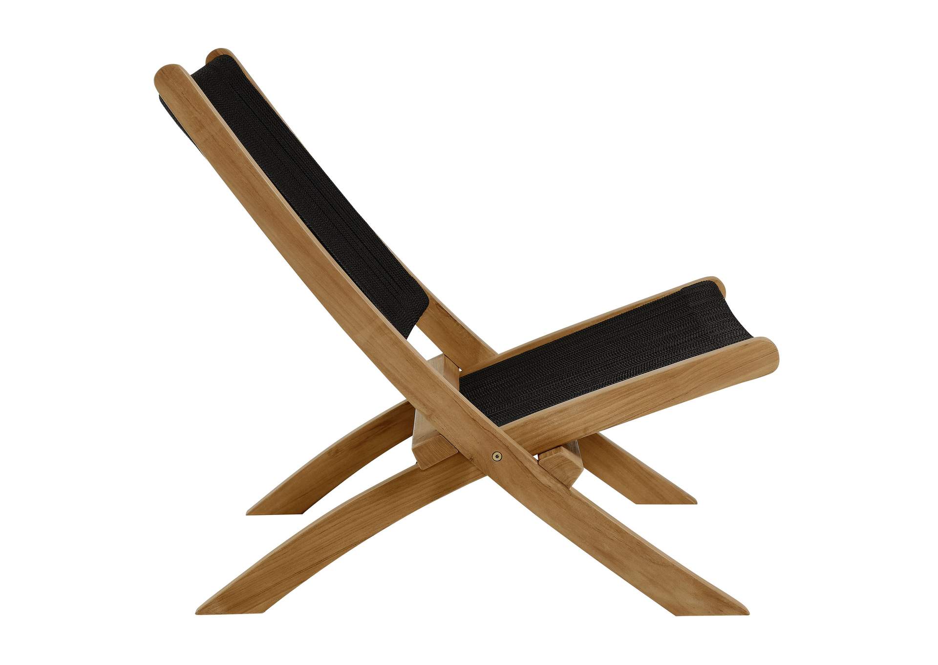 Vienna Outdoor Patio Teak And Rope Folding Accent Lounge Chair By Modway image 5