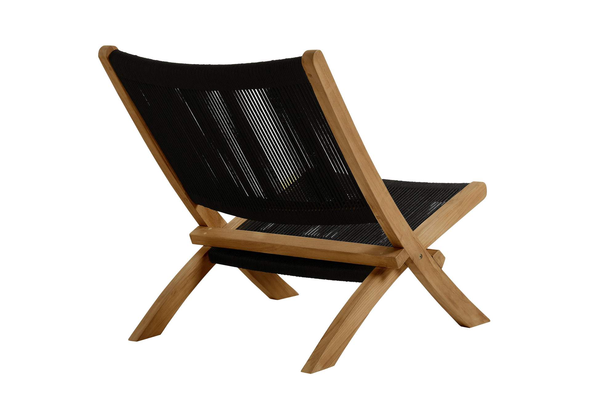 Vienna Outdoor Patio Teak And Rope Folding Accent Lounge Chair By Modway image 6