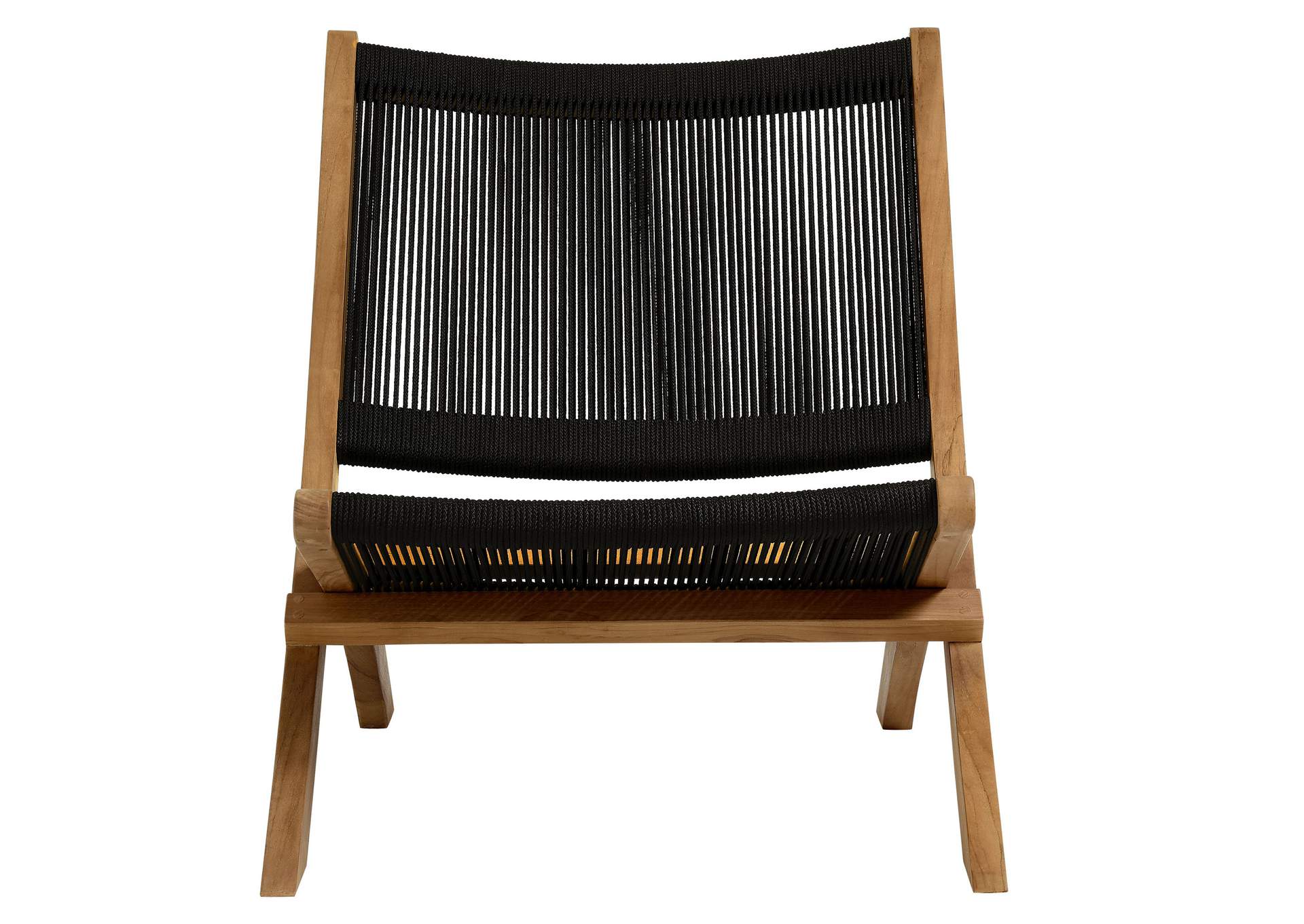Vienna Outdoor Patio Teak And Rope Folding Accent Lounge Chair By Modway image 7