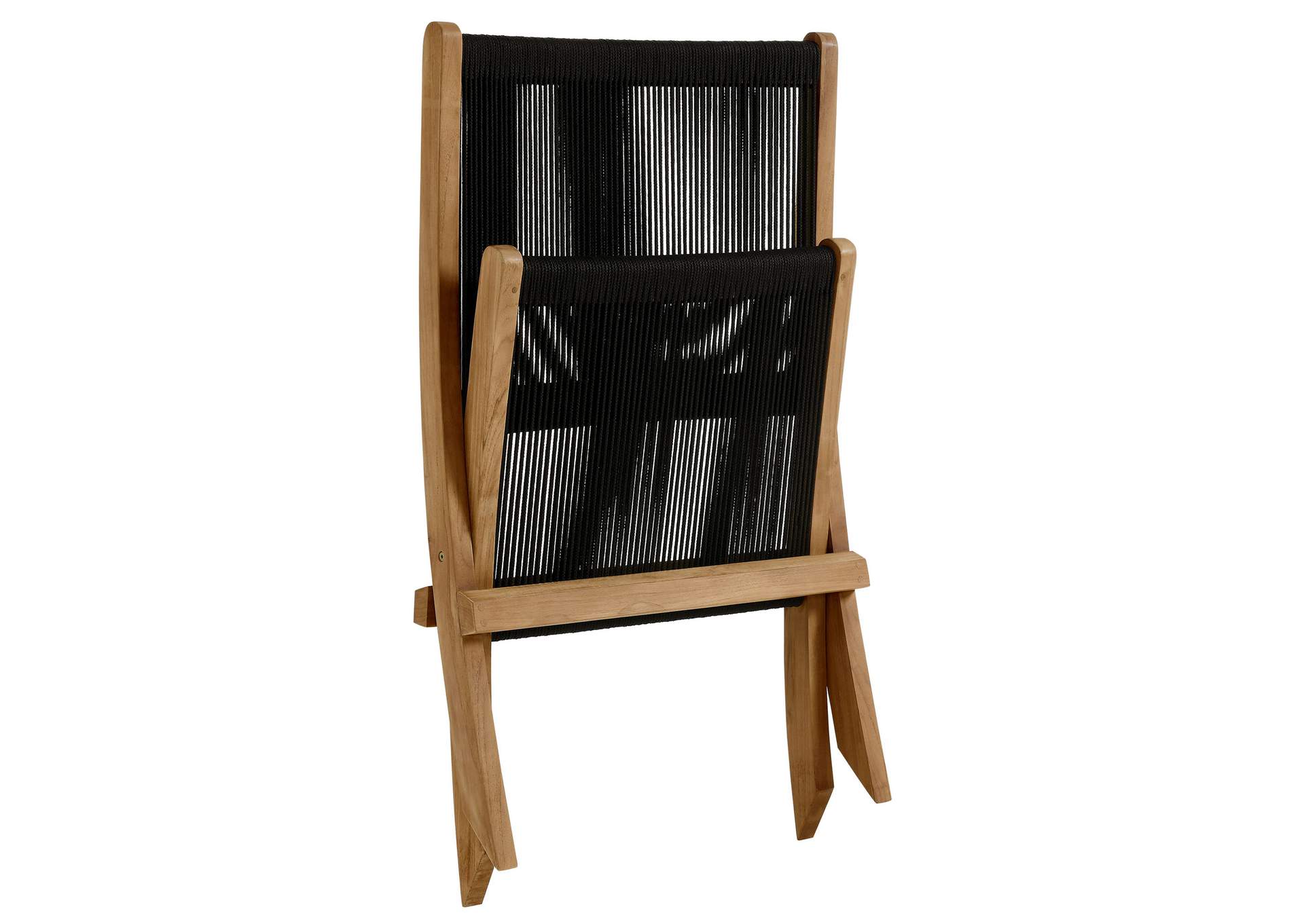 Vienna Outdoor Patio Teak And Rope Folding Accent Lounge Chair By Modway image 8