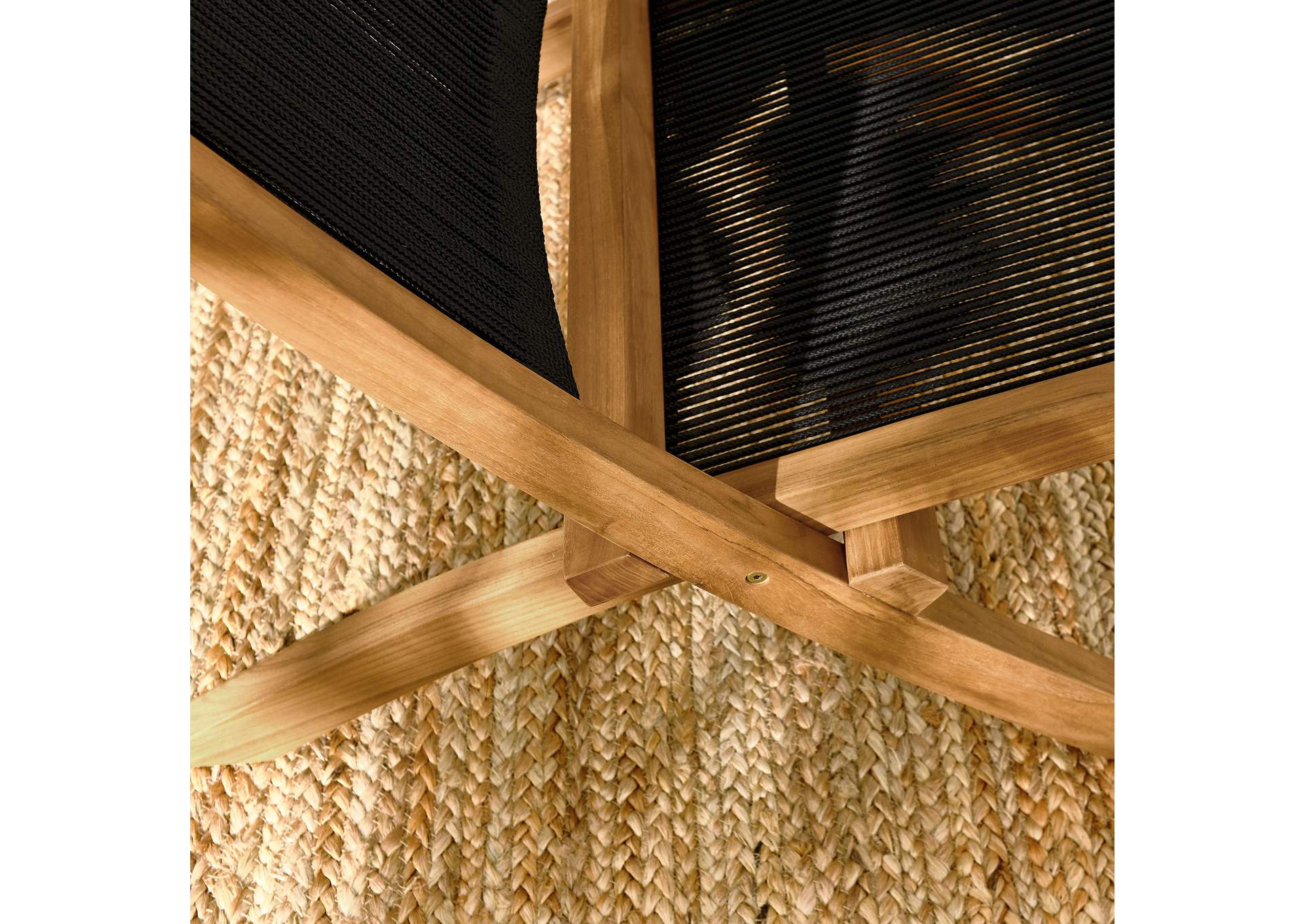 Vienna Outdoor Patio Teak And Rope Folding Accent Lounge Chair By Modway image 11