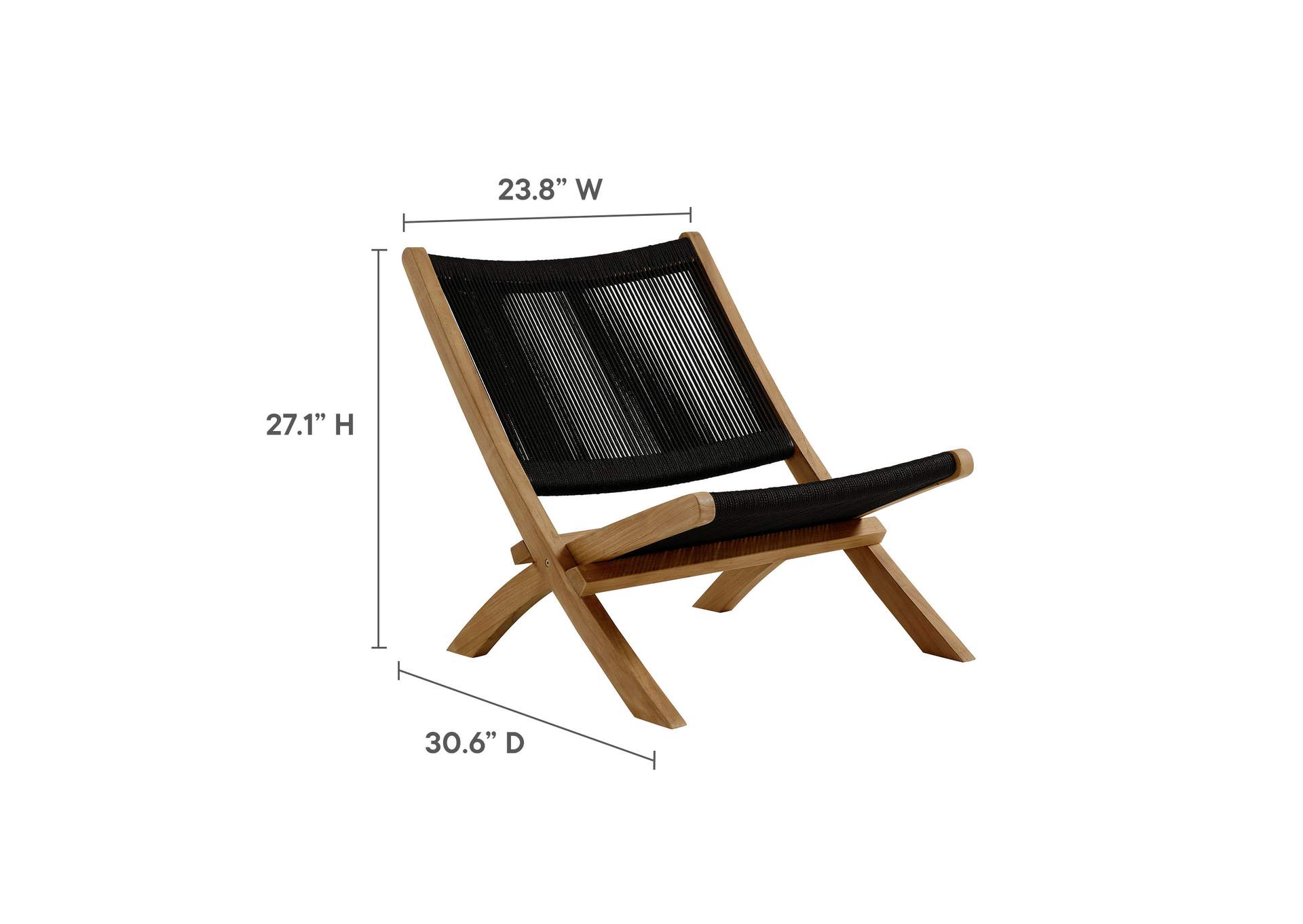 Vienna Outdoor Patio Teak And Rope Folding Accent Lounge Chair By Modway image 4