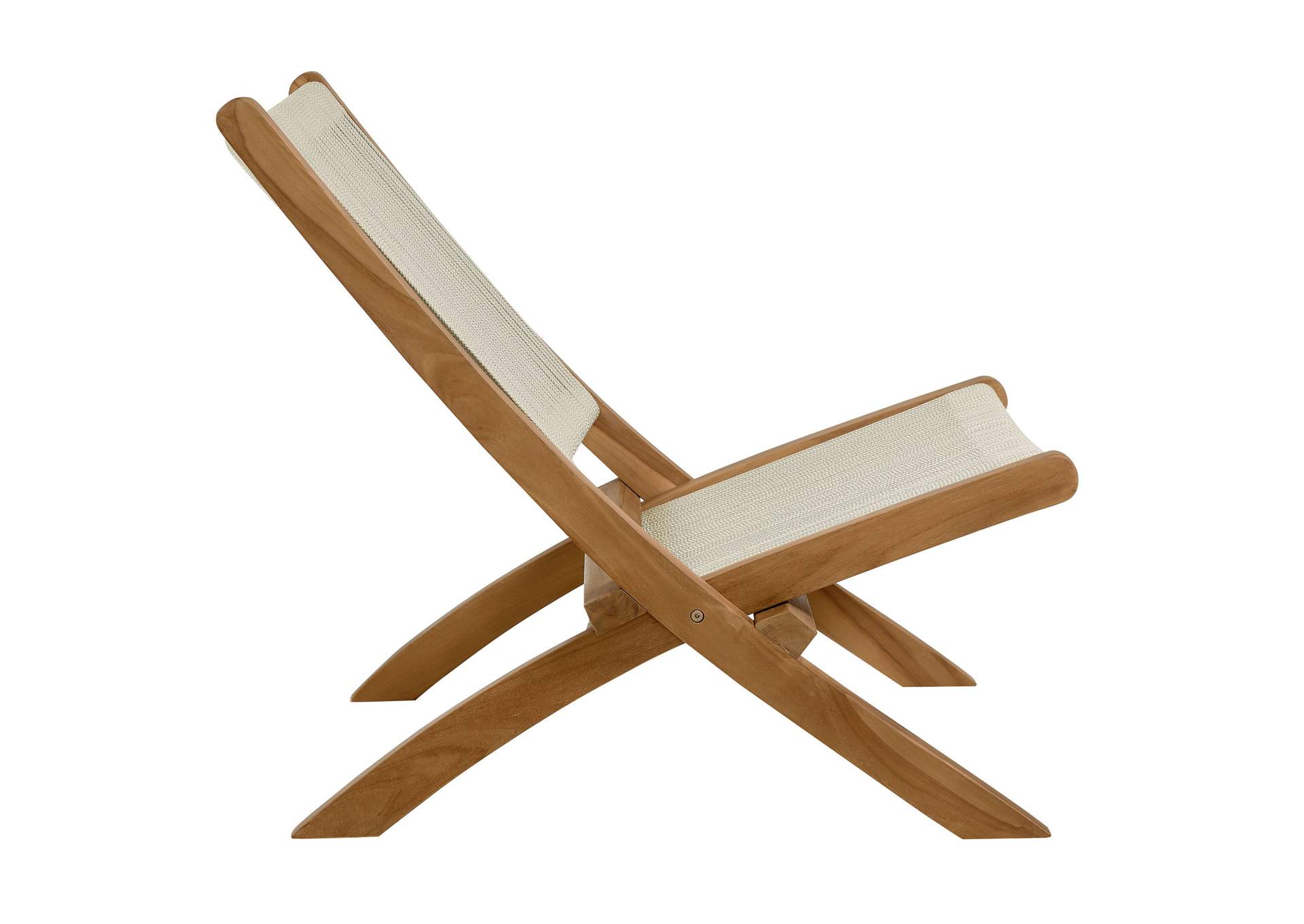 Vienna Outdoor Patio Teak And Rope Folding Accent Lounge Chair By Modway image 5