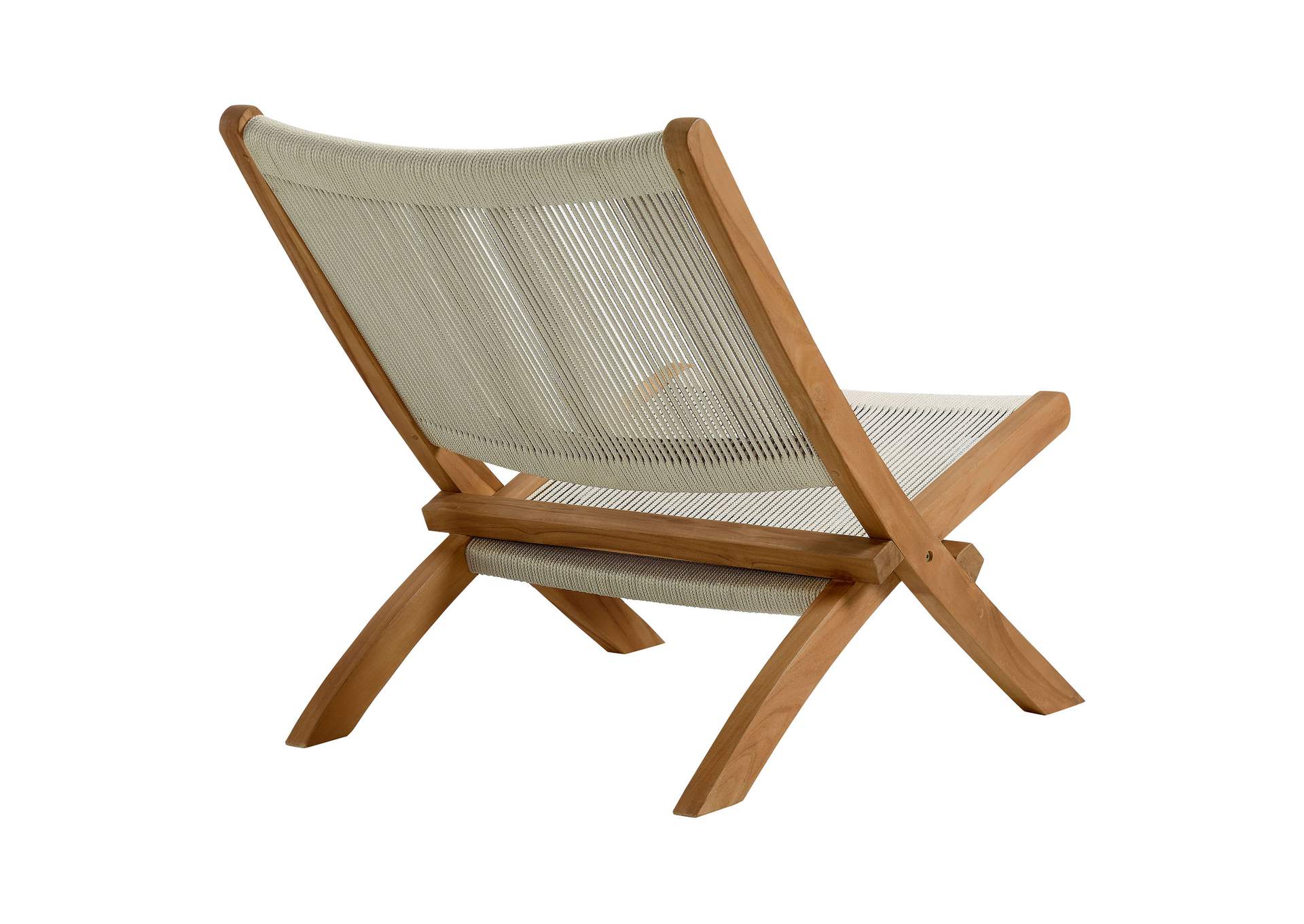 Vienna Outdoor Patio Teak And Rope Folding Accent Lounge Chair By Modway image 6