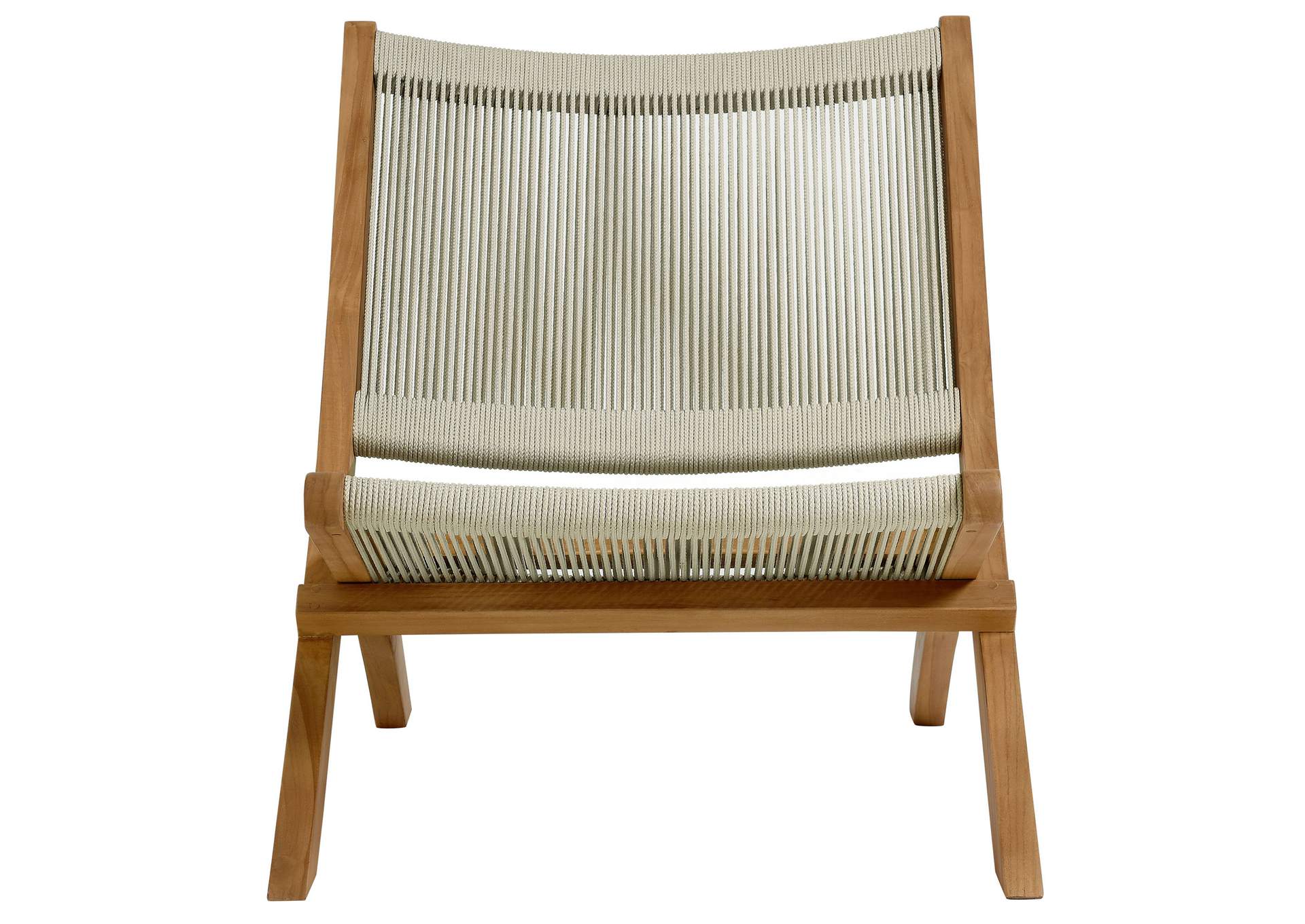 Vienna Outdoor Patio Teak And Rope Folding Accent Lounge Chair By Modway image 7