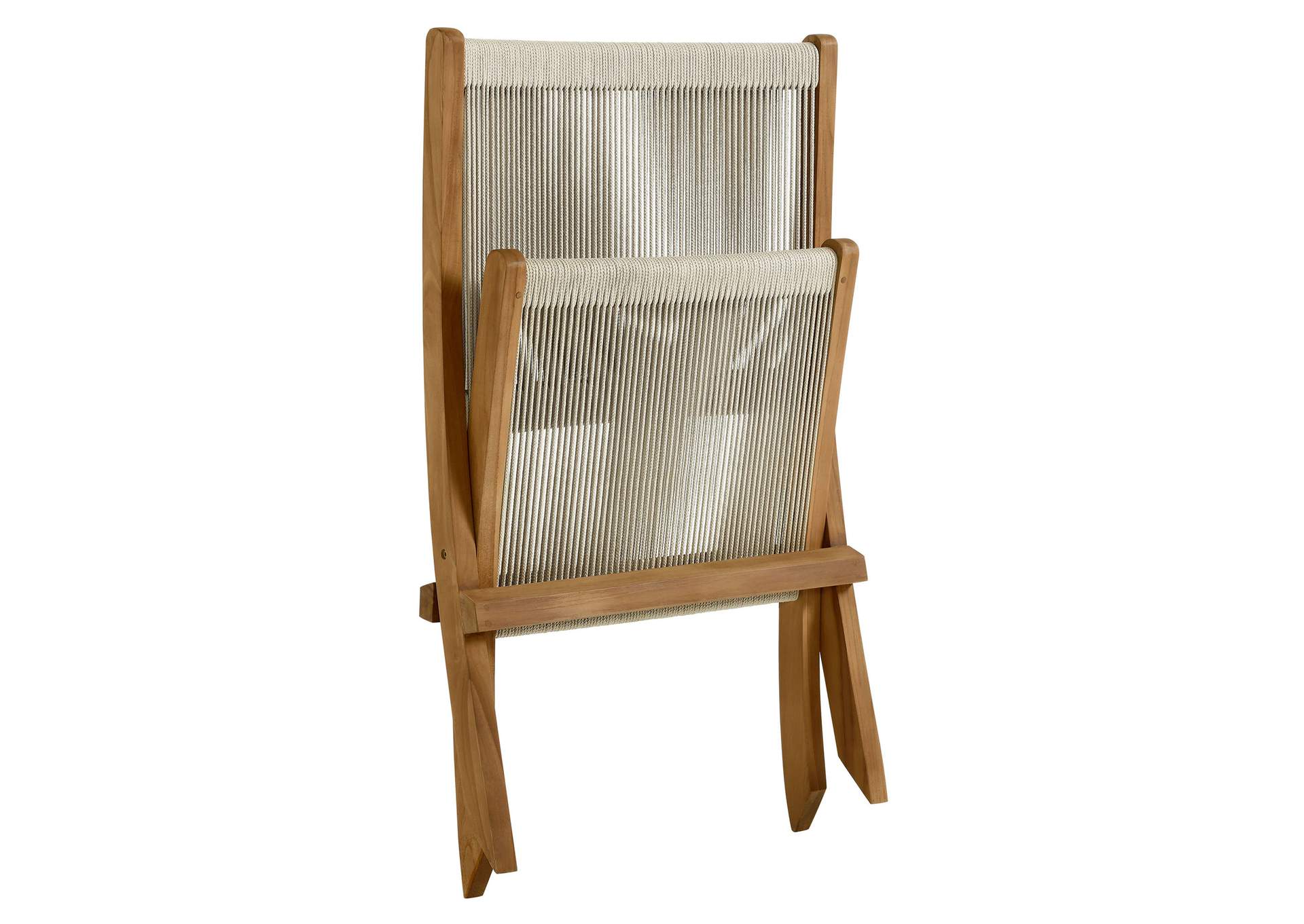 Vienna Outdoor Patio Teak And Rope Folding Accent Lounge Chair By Modway image 8