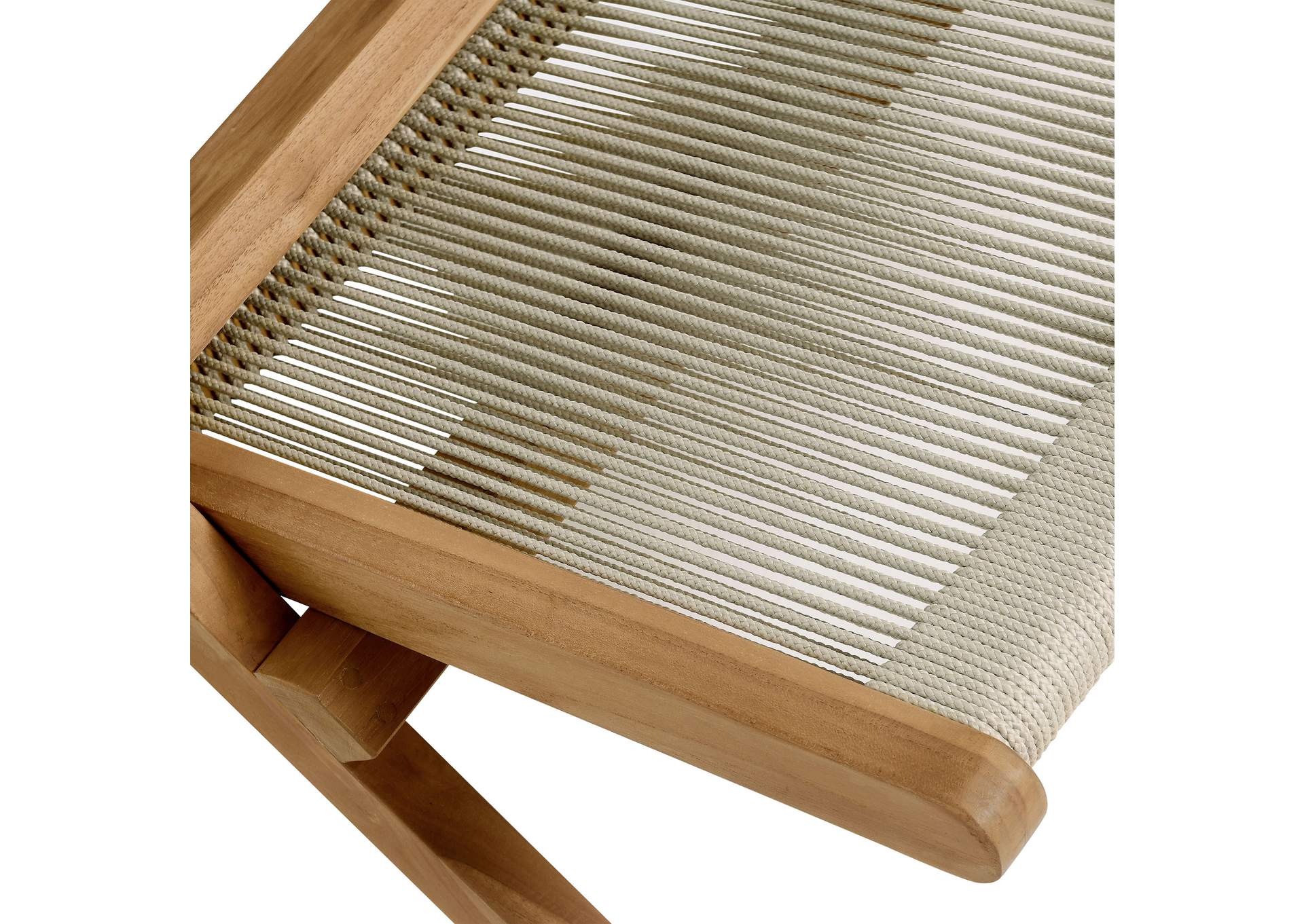 Vienna Outdoor Patio Teak And Rope Folding Accent Lounge Chair By Modway image 9