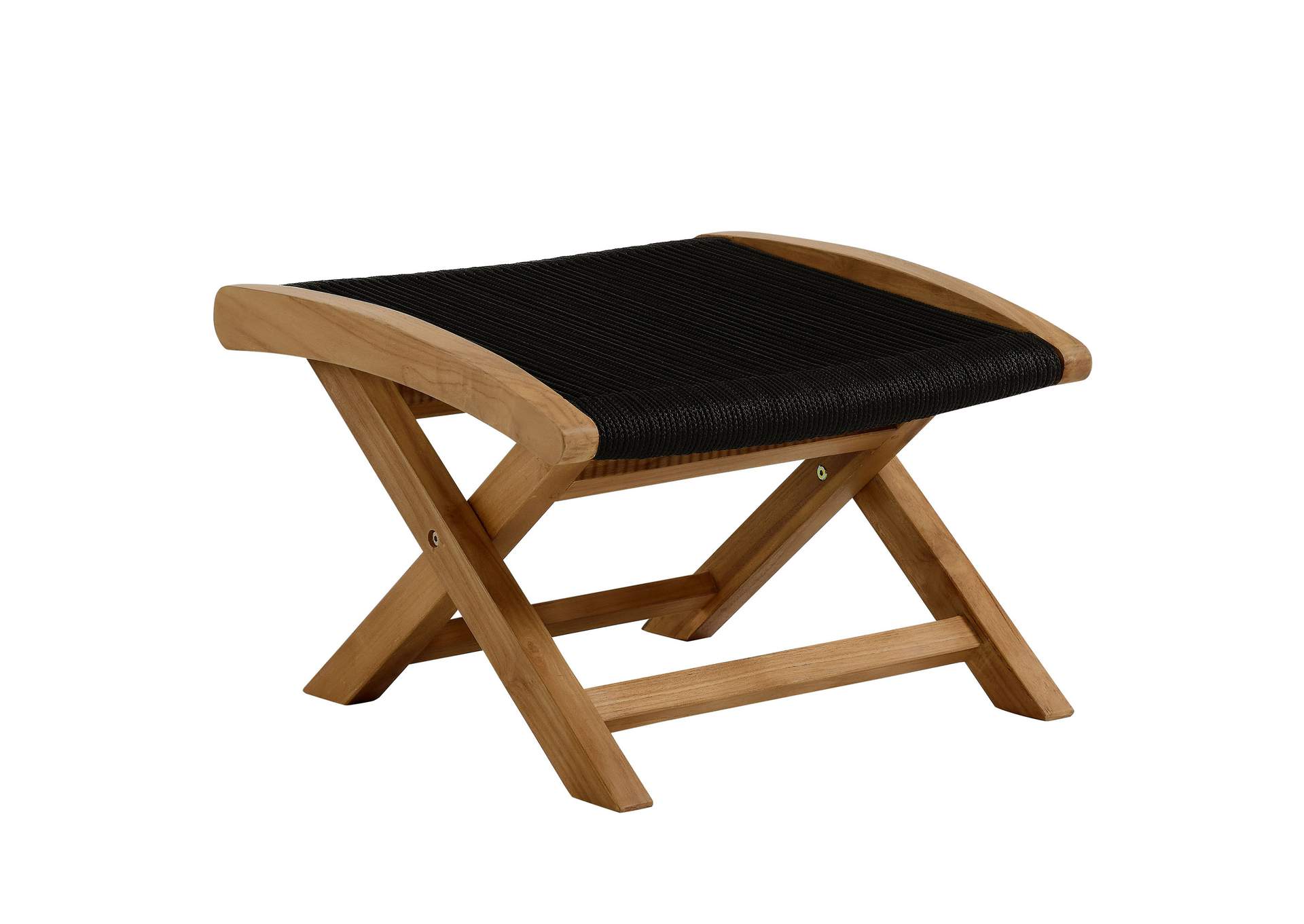 Vienna Outdoor Patio Teak And Rope Folding Ottoman By Modway image 1