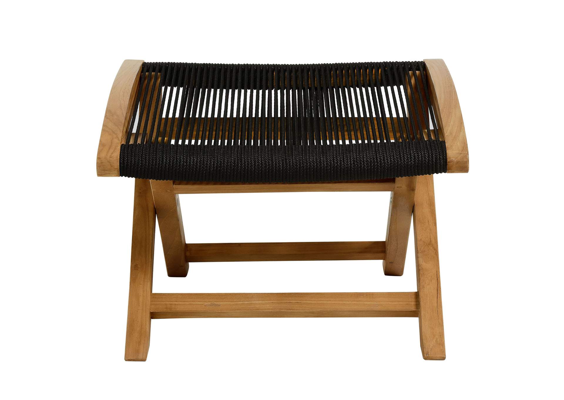 Vienna Outdoor Patio Teak And Rope Folding Ottoman By Modway image 6