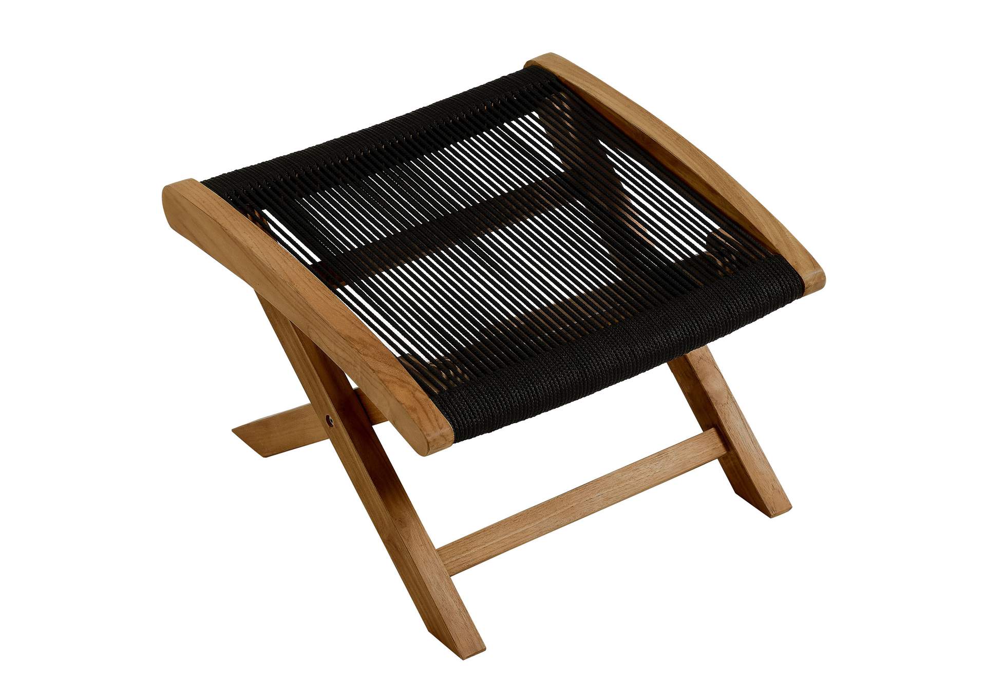 Vienna Outdoor Patio Teak And Rope Folding Ottoman By Modway image 7