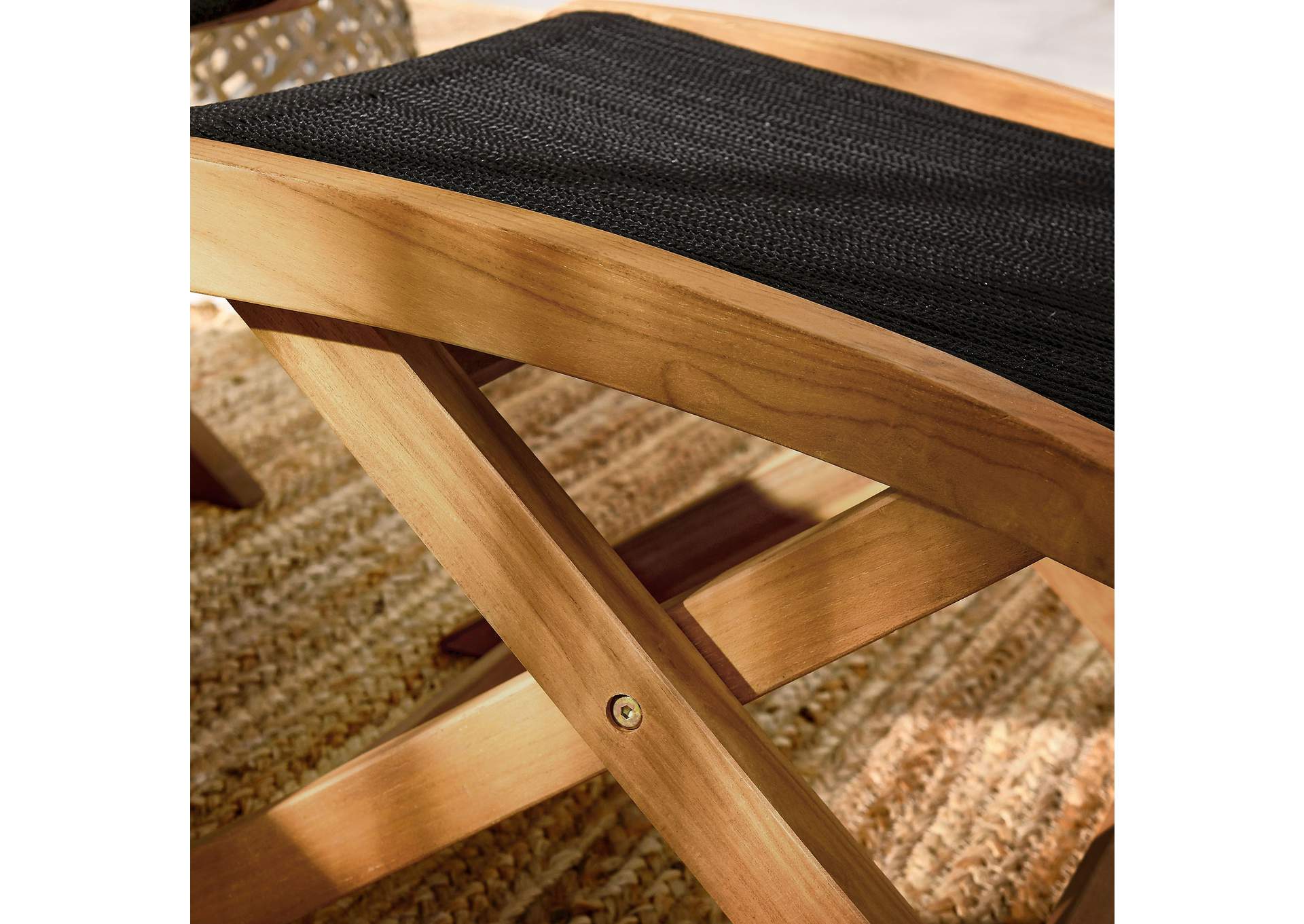 Vienna Outdoor Patio Teak And Rope Folding Ottoman By Modway image 10