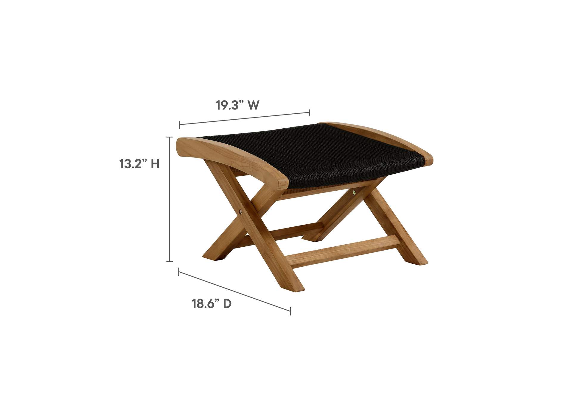 Vienna Outdoor Patio Teak And Rope Folding Ottoman By Modway image 4