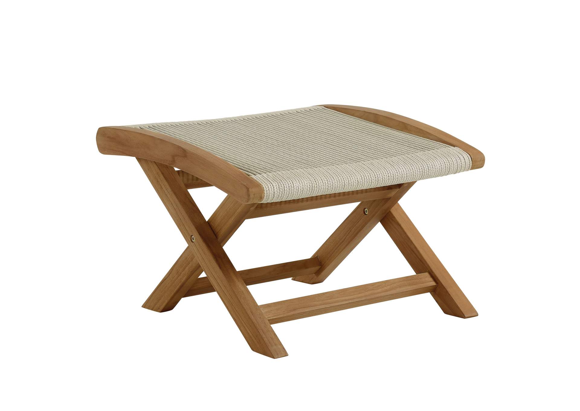 Vienna Outdoor Patio Teak And Rope Folding Ottoman By Modway image 1