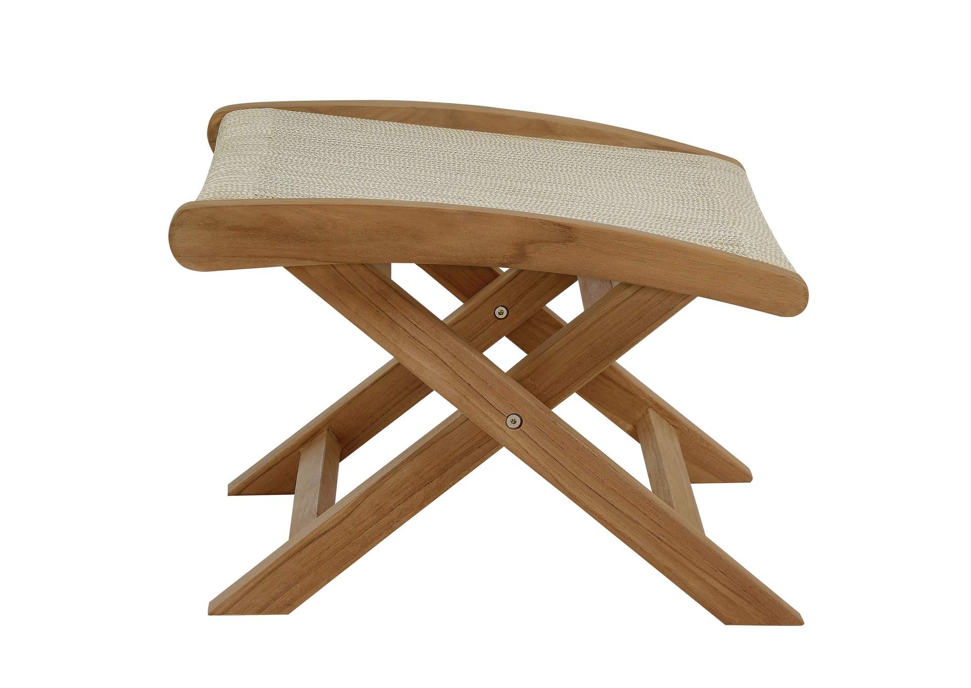 Vienna Outdoor Patio Teak And Rope Folding Ottoman By Modway image 5