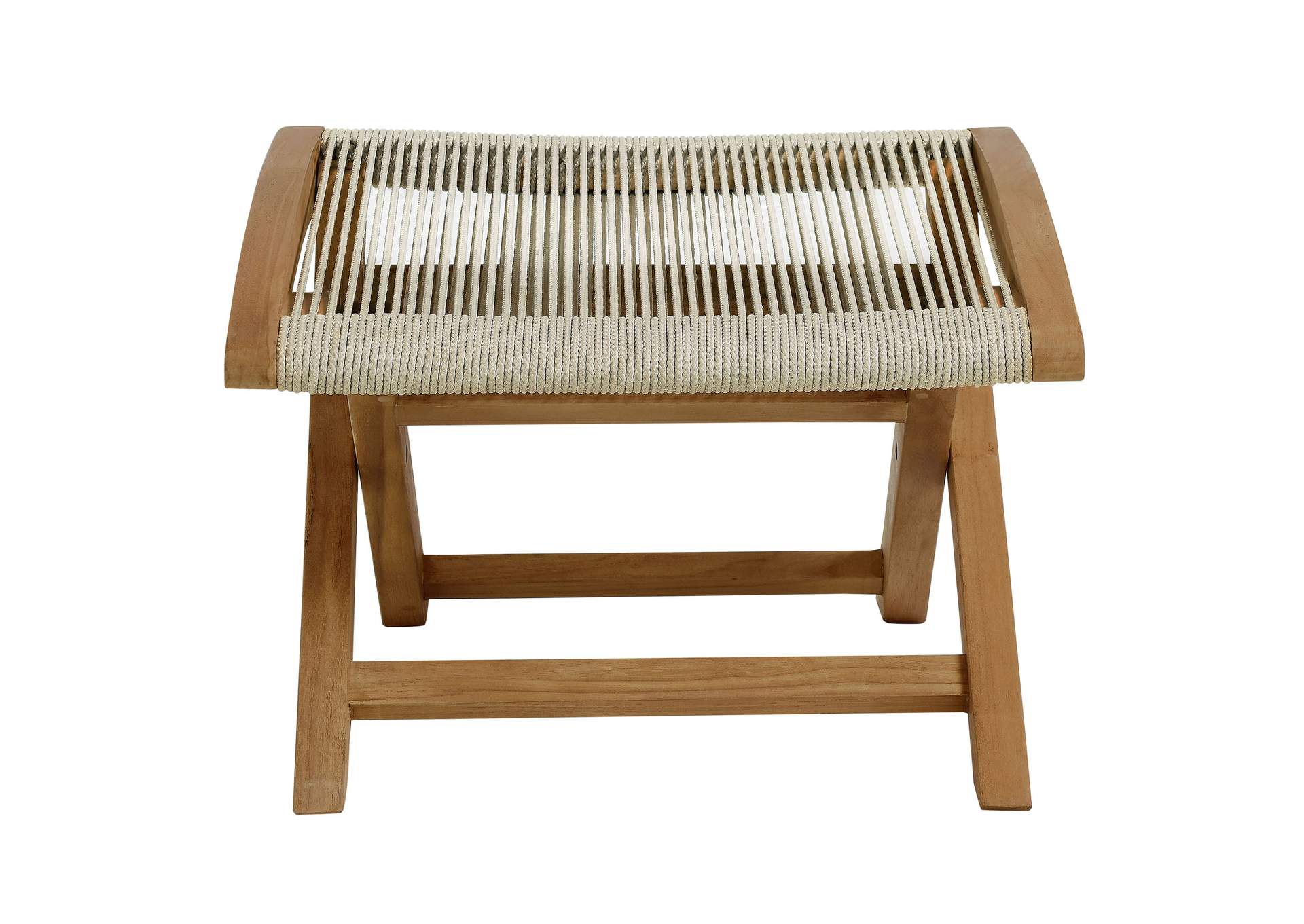 Vienna Outdoor Patio Teak And Rope Folding Ottoman By Modway image 6