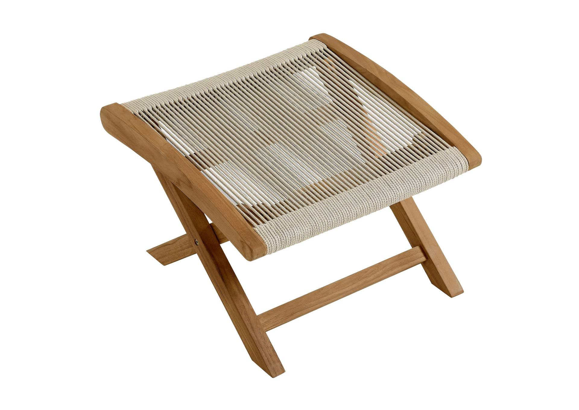 Vienna Outdoor Patio Teak And Rope Folding Ottoman By Modway image 7