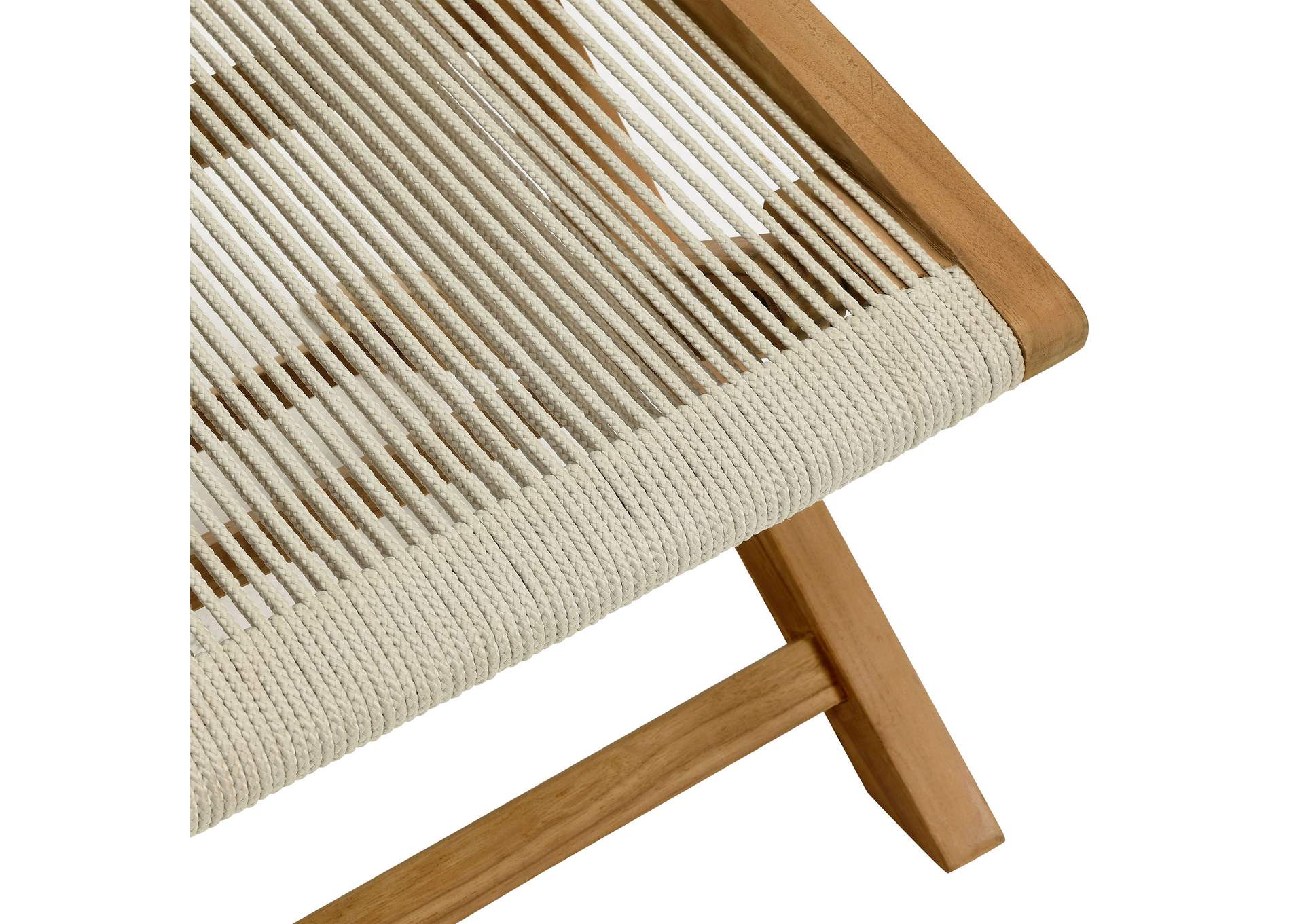 Vienna Outdoor Patio Teak And Rope Folding Ottoman By Modway image 8