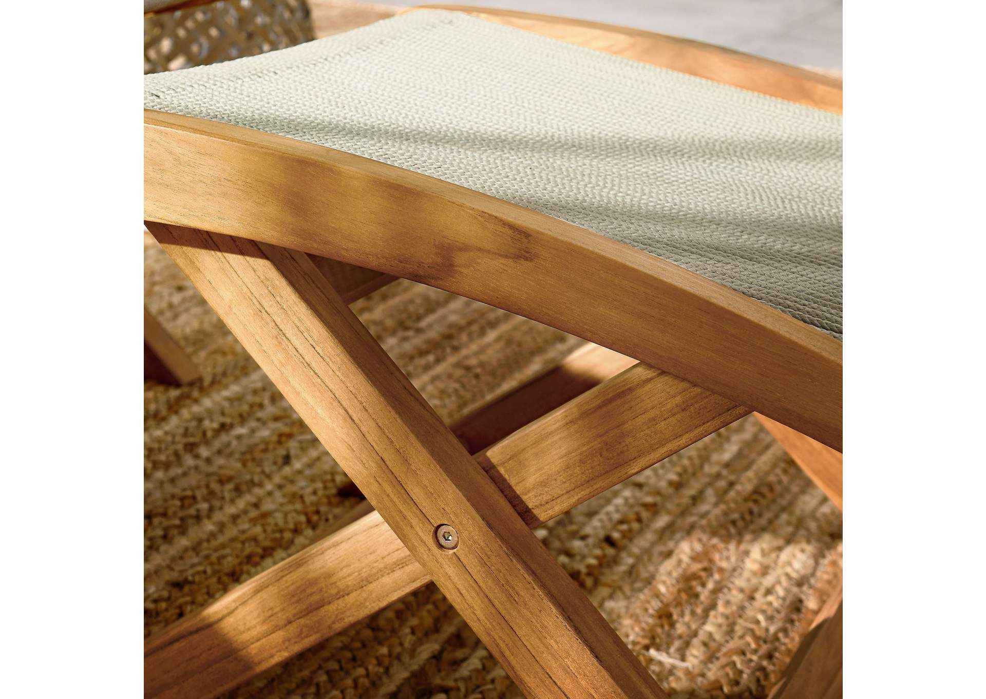 Vienna Outdoor Patio Teak And Rope Folding Ottoman By Modway image 9