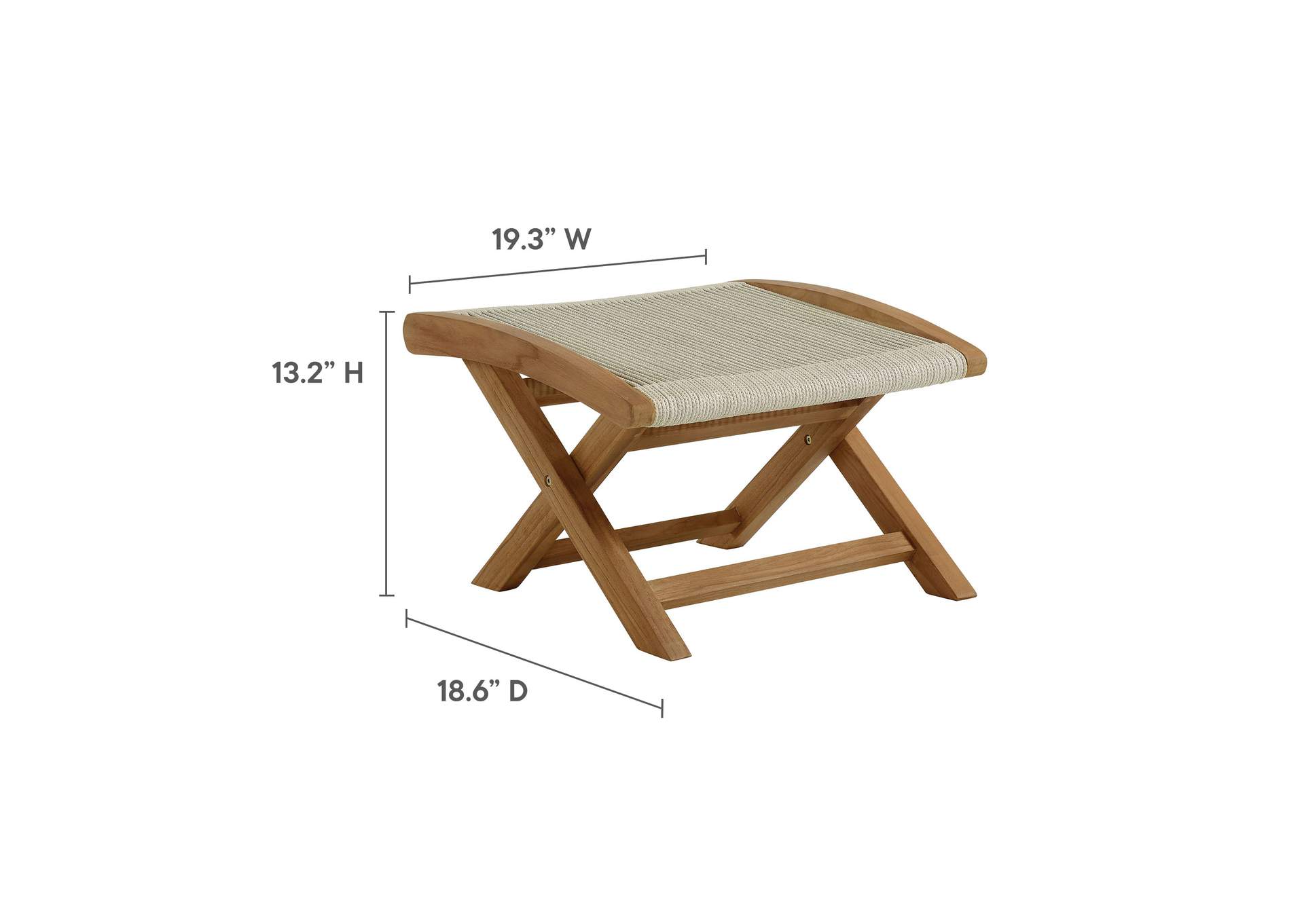Vienna Outdoor Patio Teak And Rope Folding Ottoman By Modway image 4