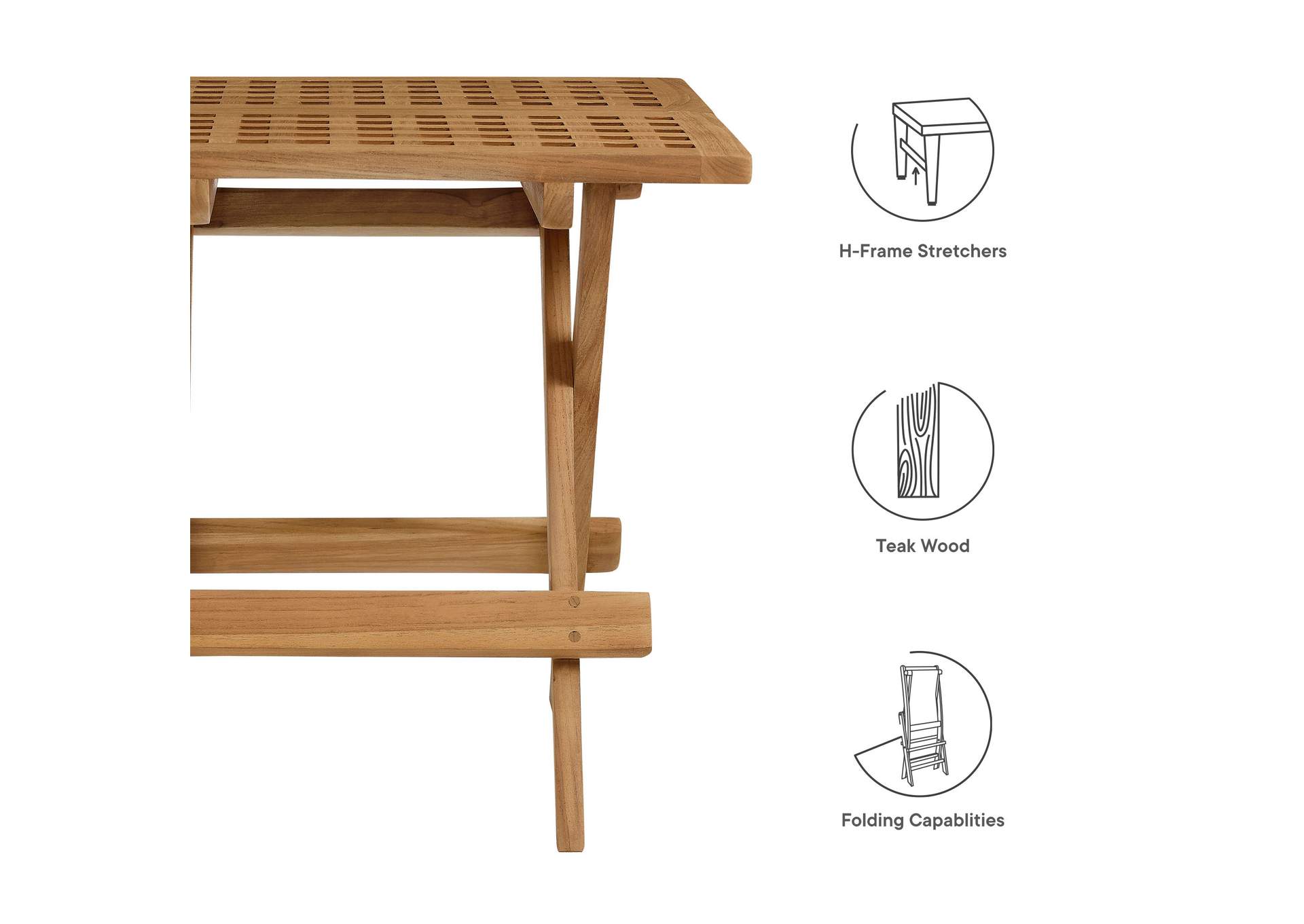 Vienna Outdoor Patio Teak Wood Side Table By Modway image 3