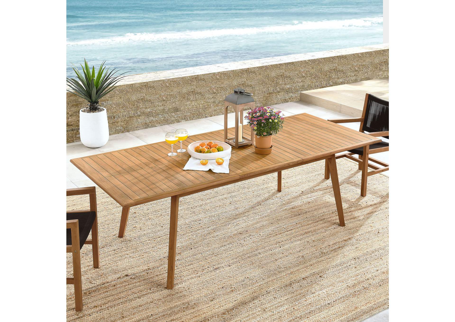 Vienna Outdoor Patio Teak Wood Extendable Dining Table By Modway image 13