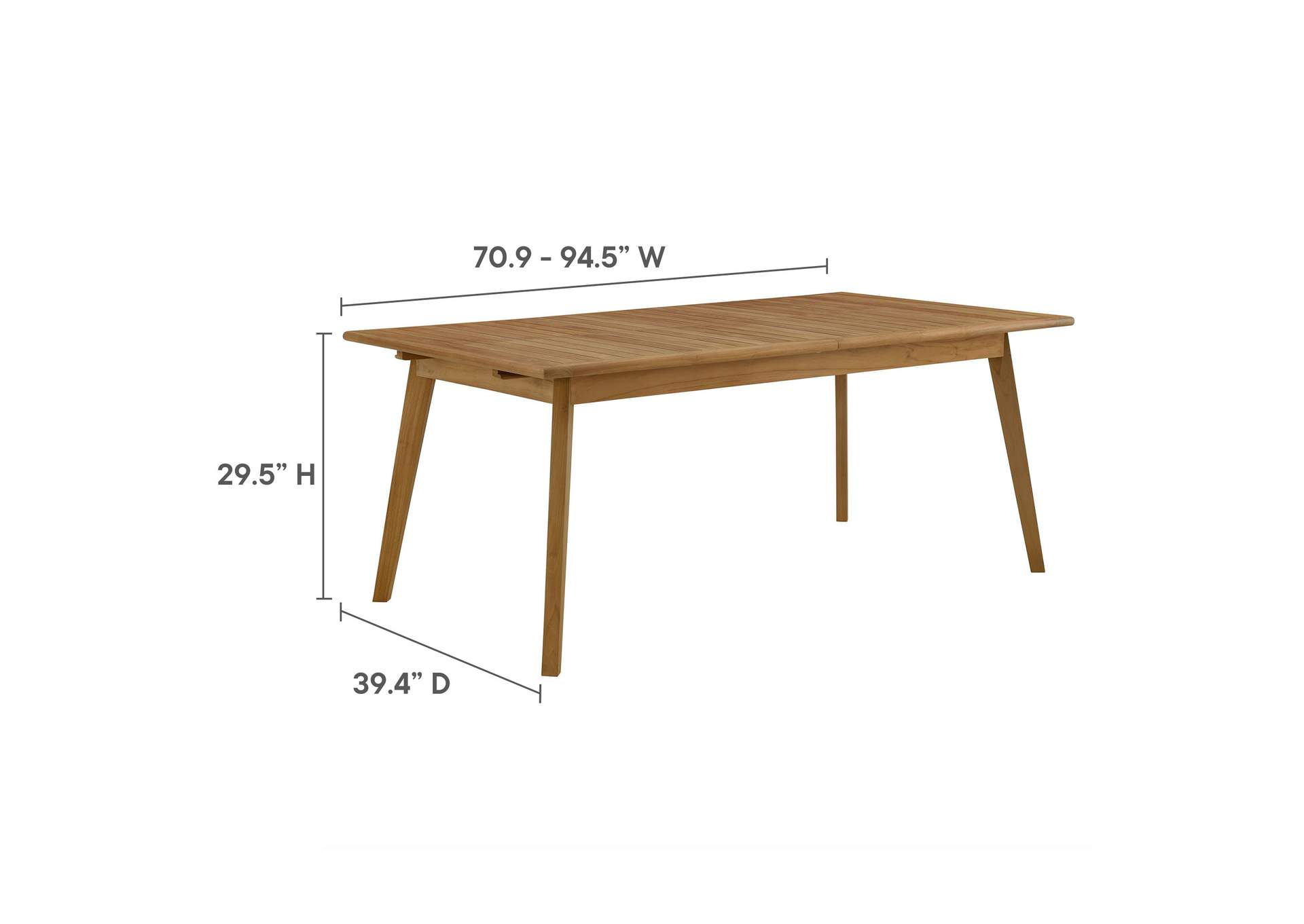 Vienna Outdoor Patio Teak Wood Extendable Dining Table By Modway image 4