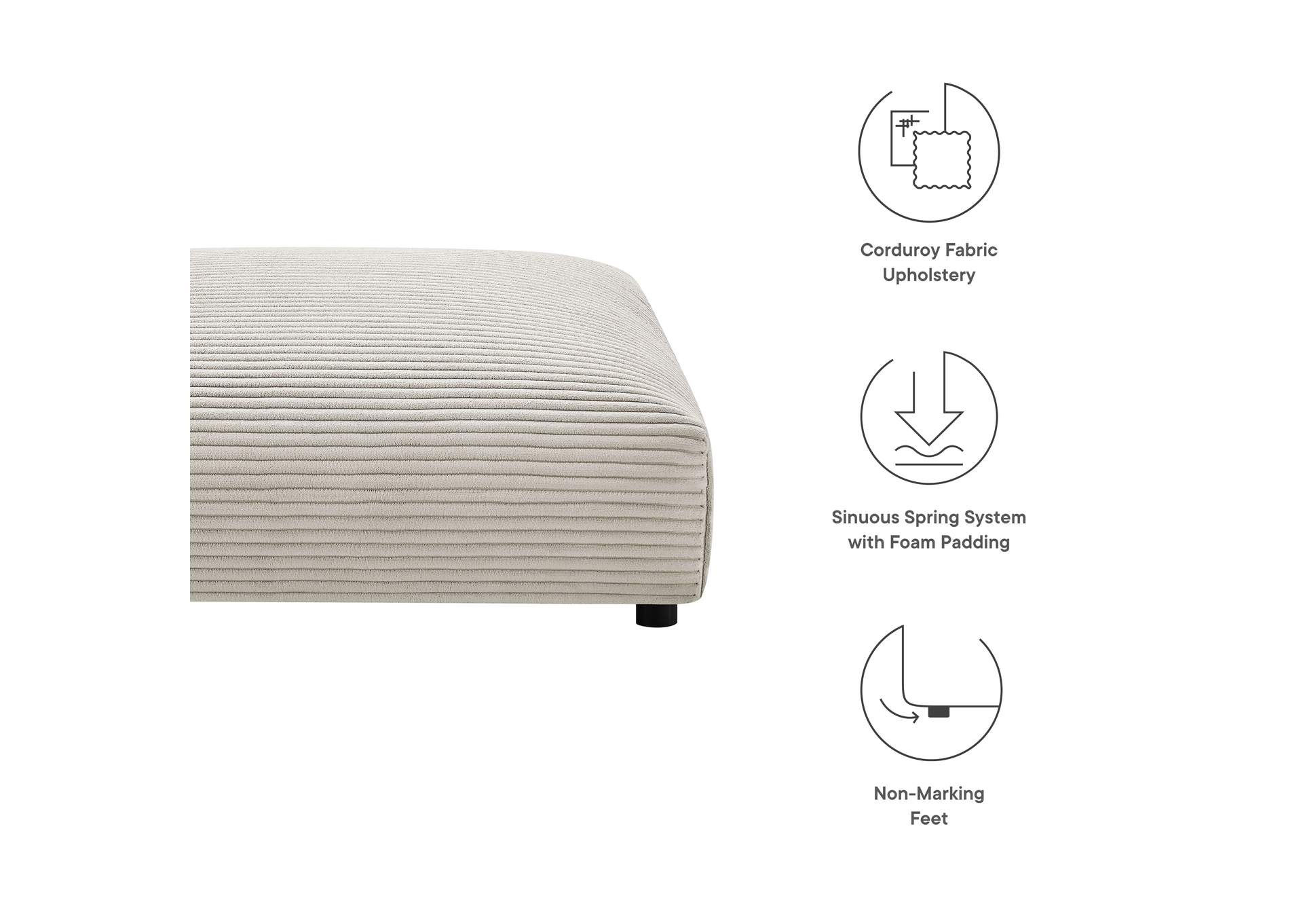 Solace Modular Corduroy Upholstered Ottoman By Modway image 4