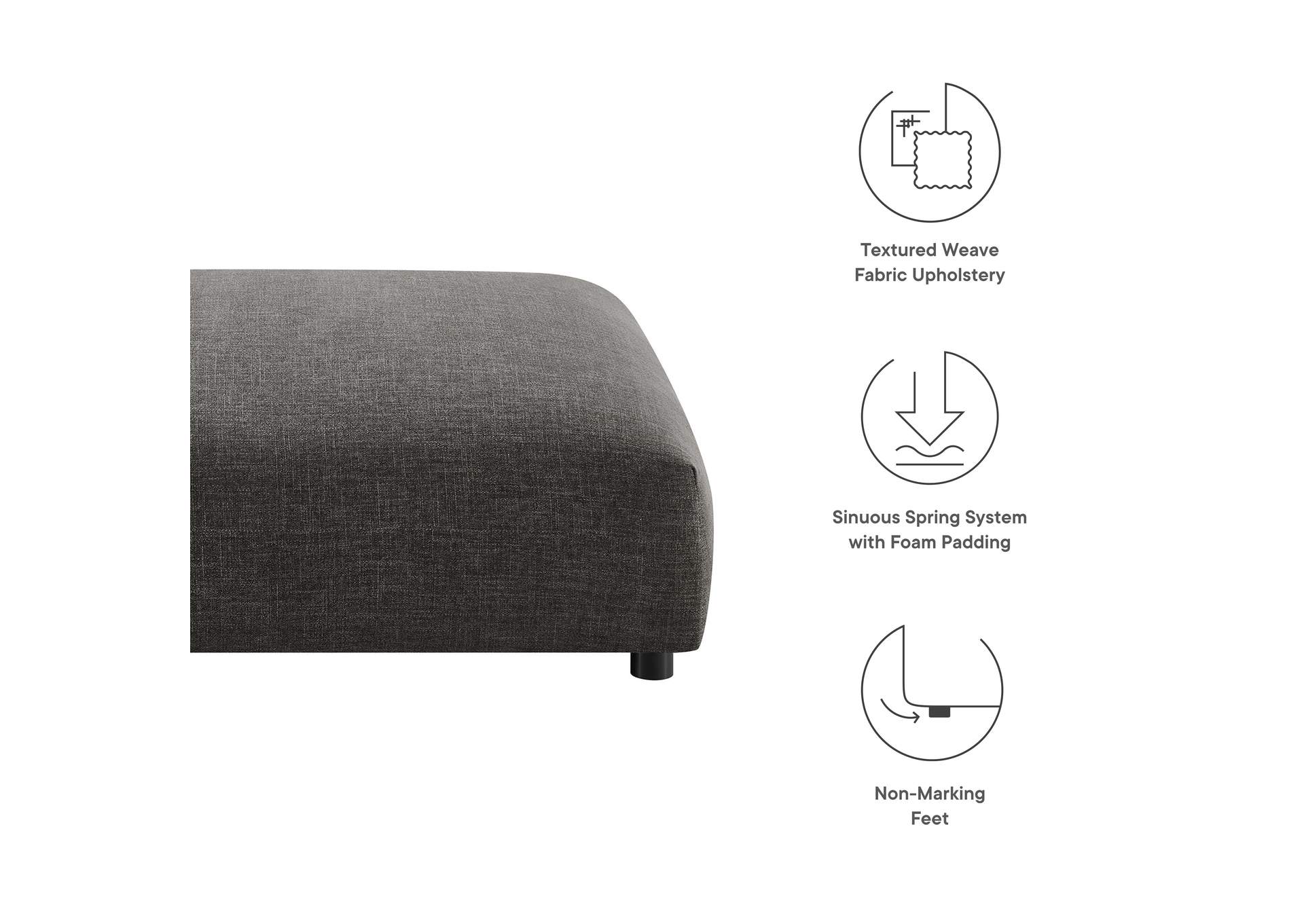 Solace Modular Upholstered Fabric Ottoman By Modway image 3