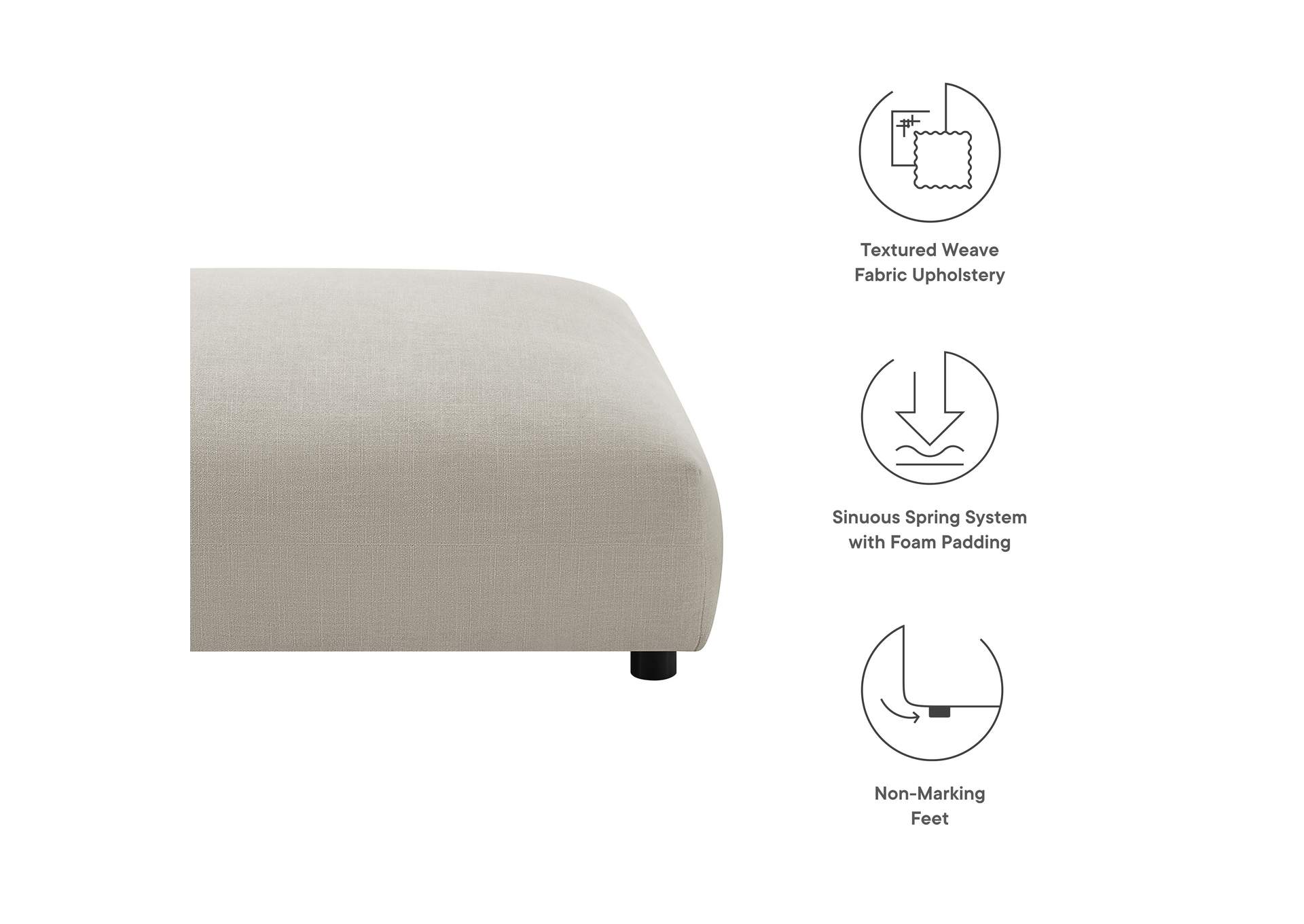 Solace Modular Upholstered Fabric Ottoman By Modway image 4