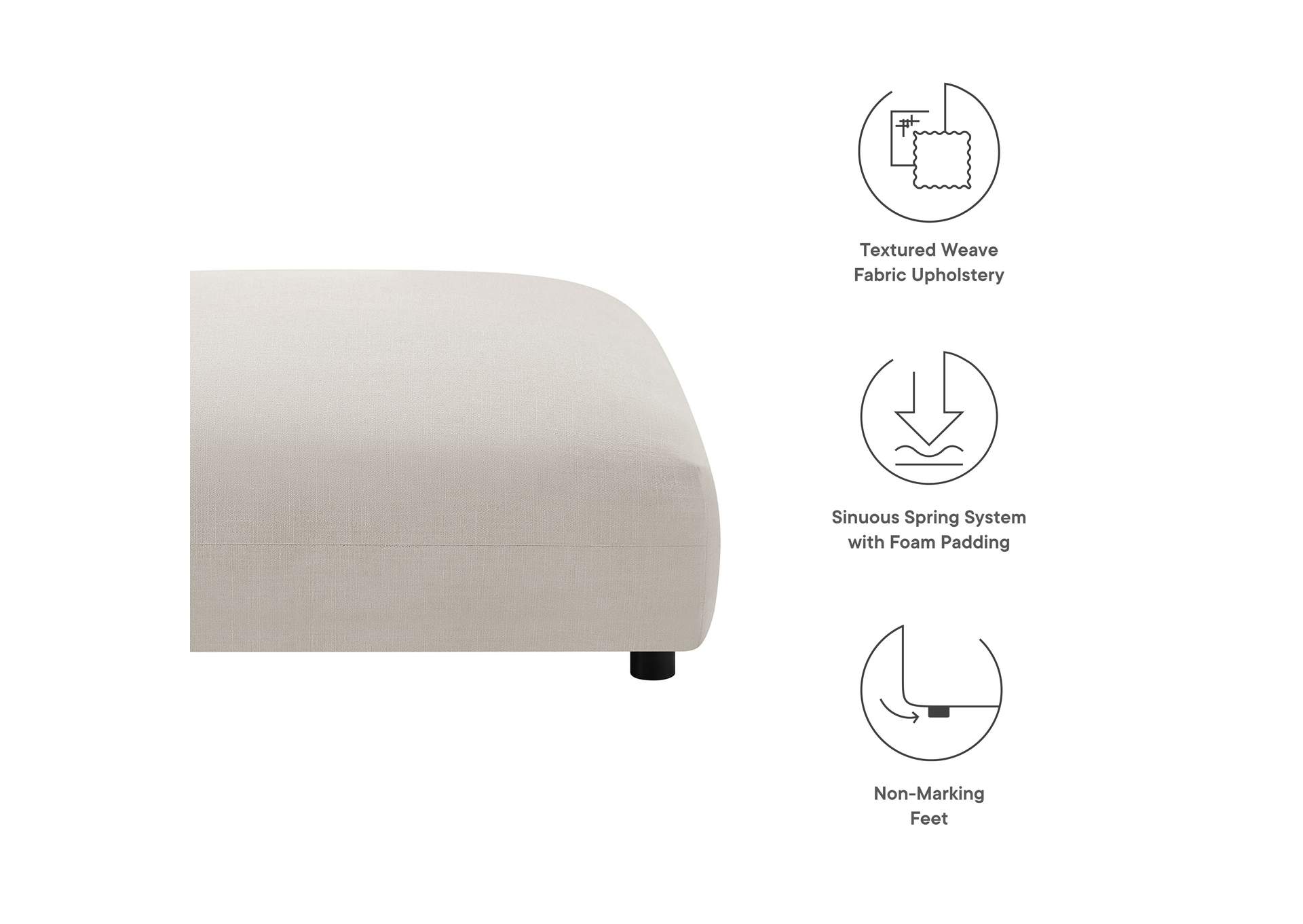 Solace Modular Upholstered Fabric Ottoman By Modway image 4