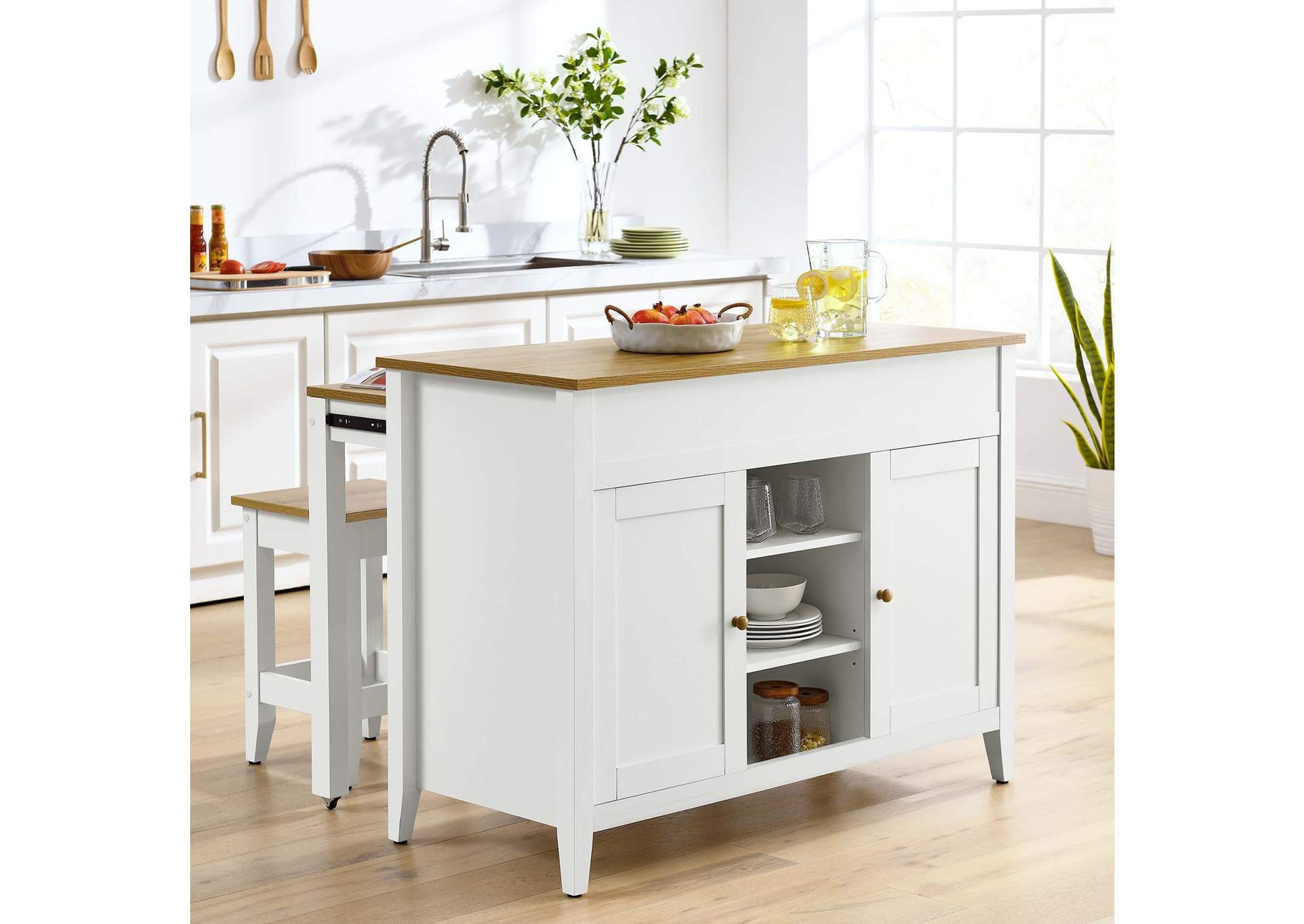 Garland 3-Piece Kitchen Island And Stool Set
