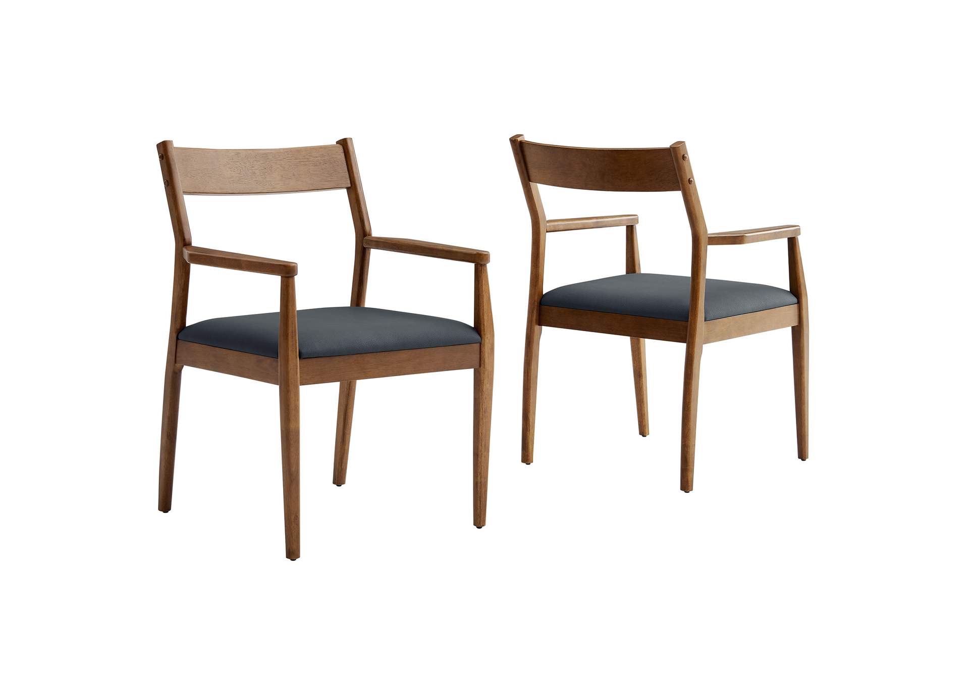 Solara Vegan Leather Wood Dining Armchairs Set Of 2 By Modway image 1