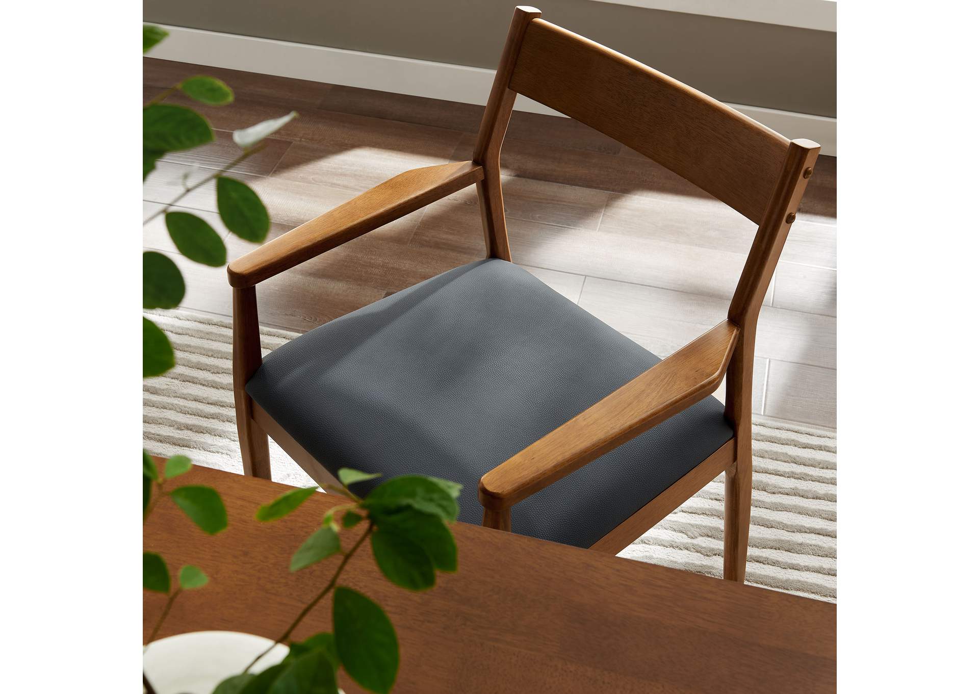 Solara Vegan Leather Wood Dining Armchairs Set Of 2 By Modway image 11