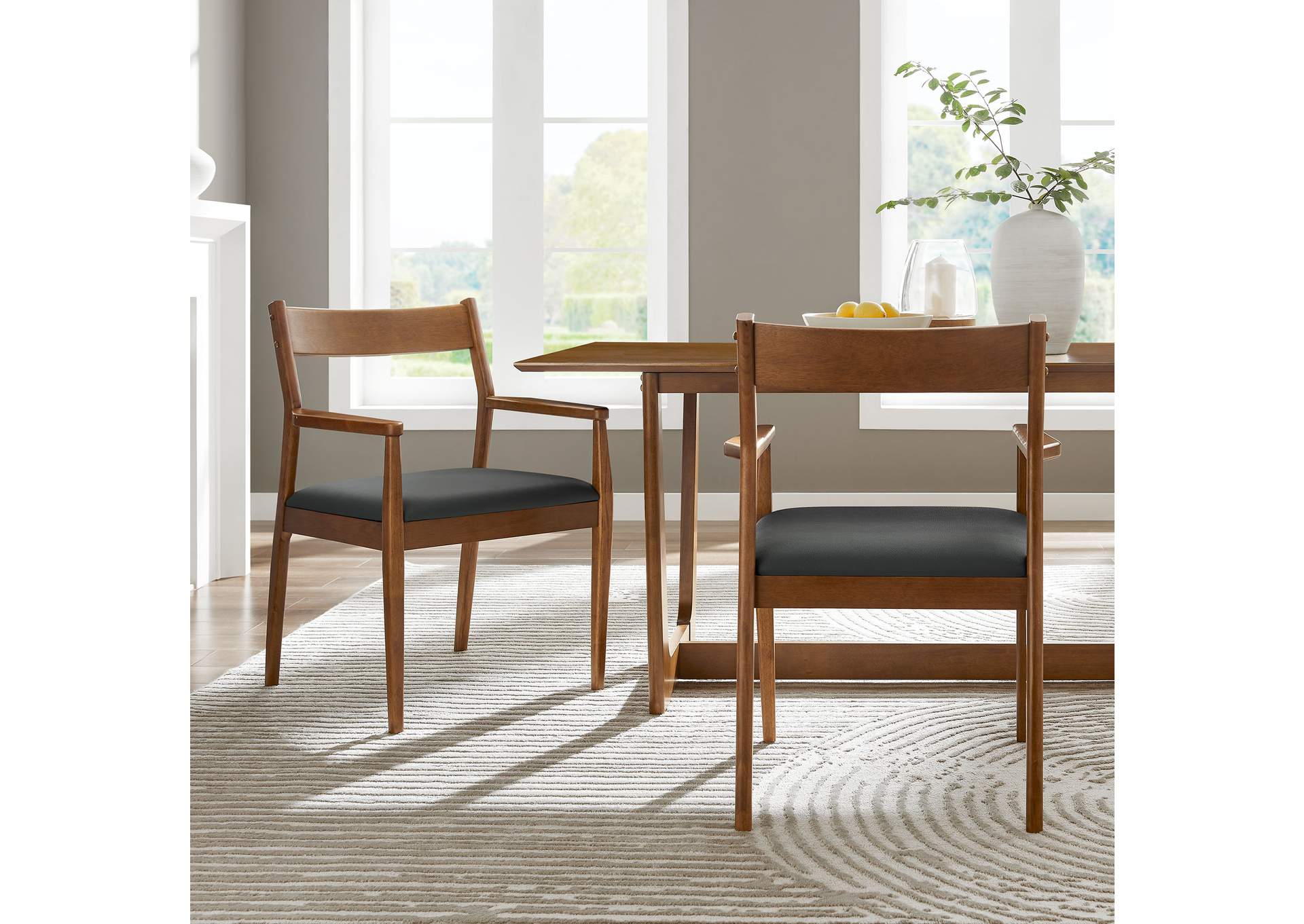 Solara Vegan Leather Wood Dining Armchairs Set Of 2 By Modway image 10