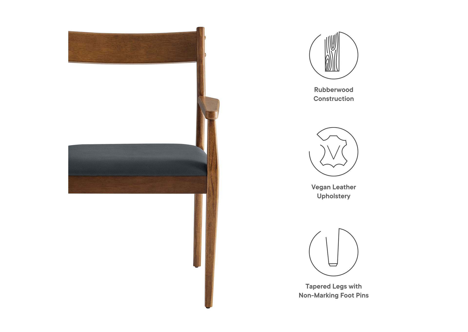 Solara Vegan Leather Wood Dining Armchairs Set Of 2 By Modway image 4